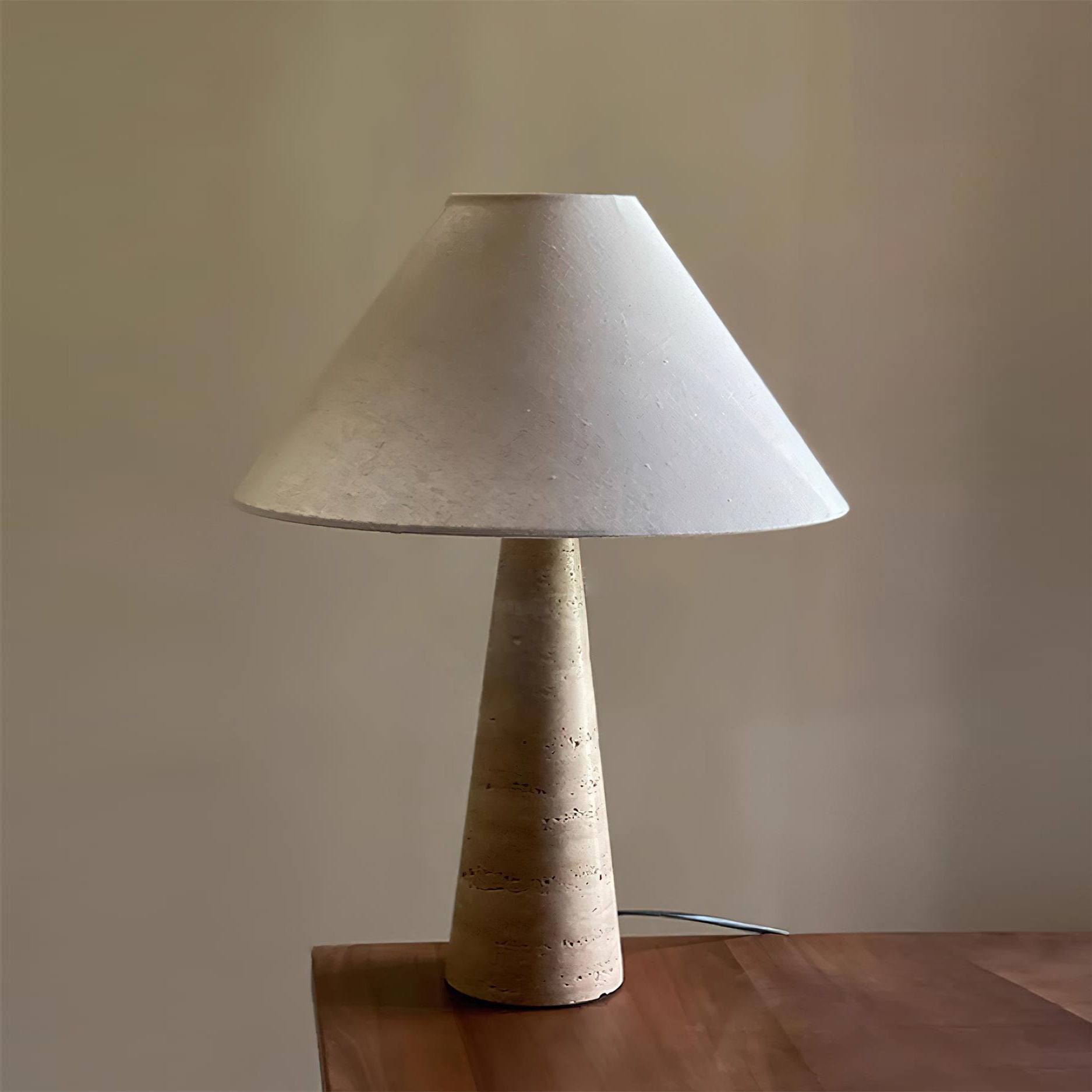 Lulu Travertine Table Lamp - Lamp Copper