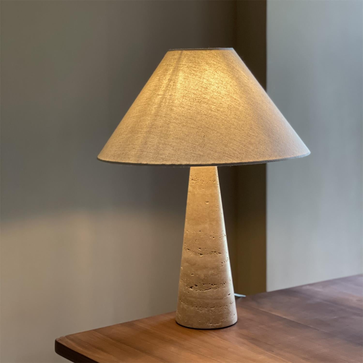 Lulu Travertine Table Lamp - Lamp Copper