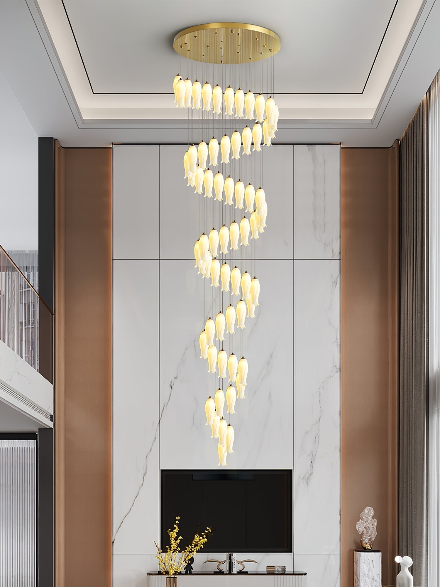 Sylirion Alabaster Brass Chandelier - Blowlighting