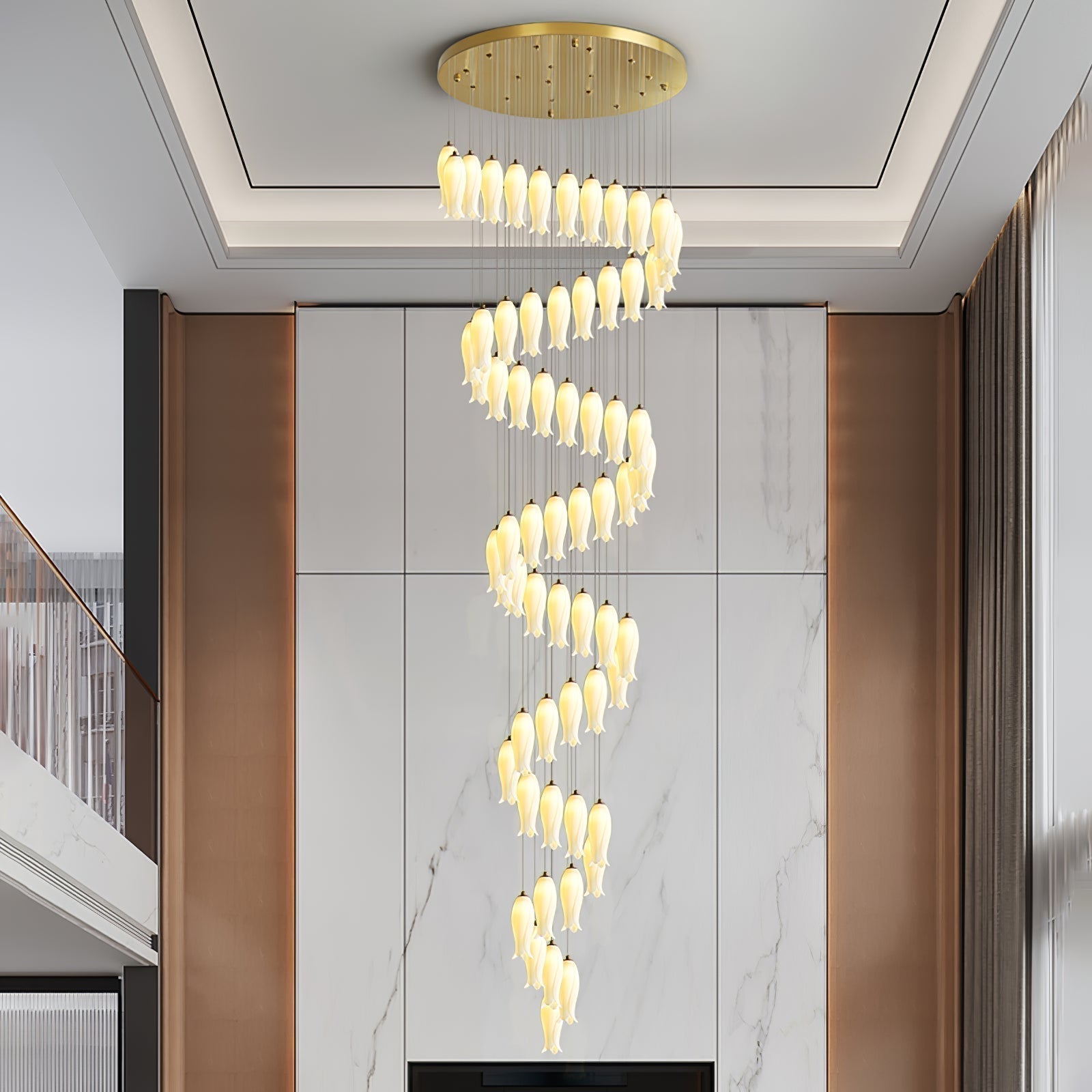 Sylirion Alabaster Brass Chandelier - Blowlighting