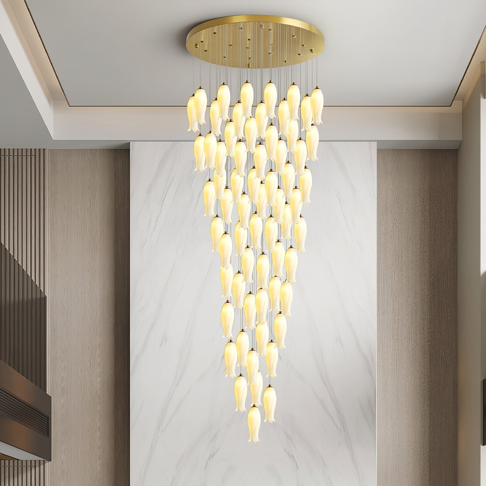 Sylirion Alabaster Brass Chandelier - Blowlighting
