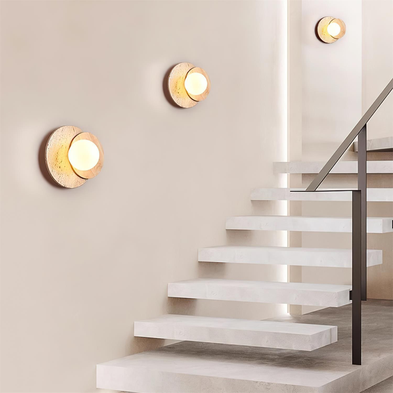 Zelirir Dual-Disc Travertine Wall Light - Neutralighting