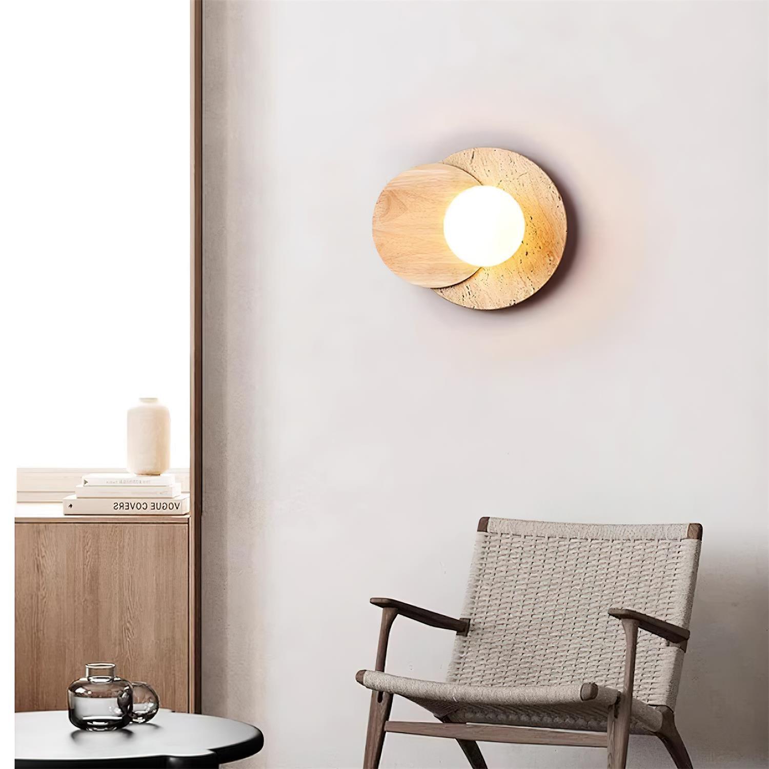 Zelirir Dual-Disc Travertine Wall Light - Neutralighting
