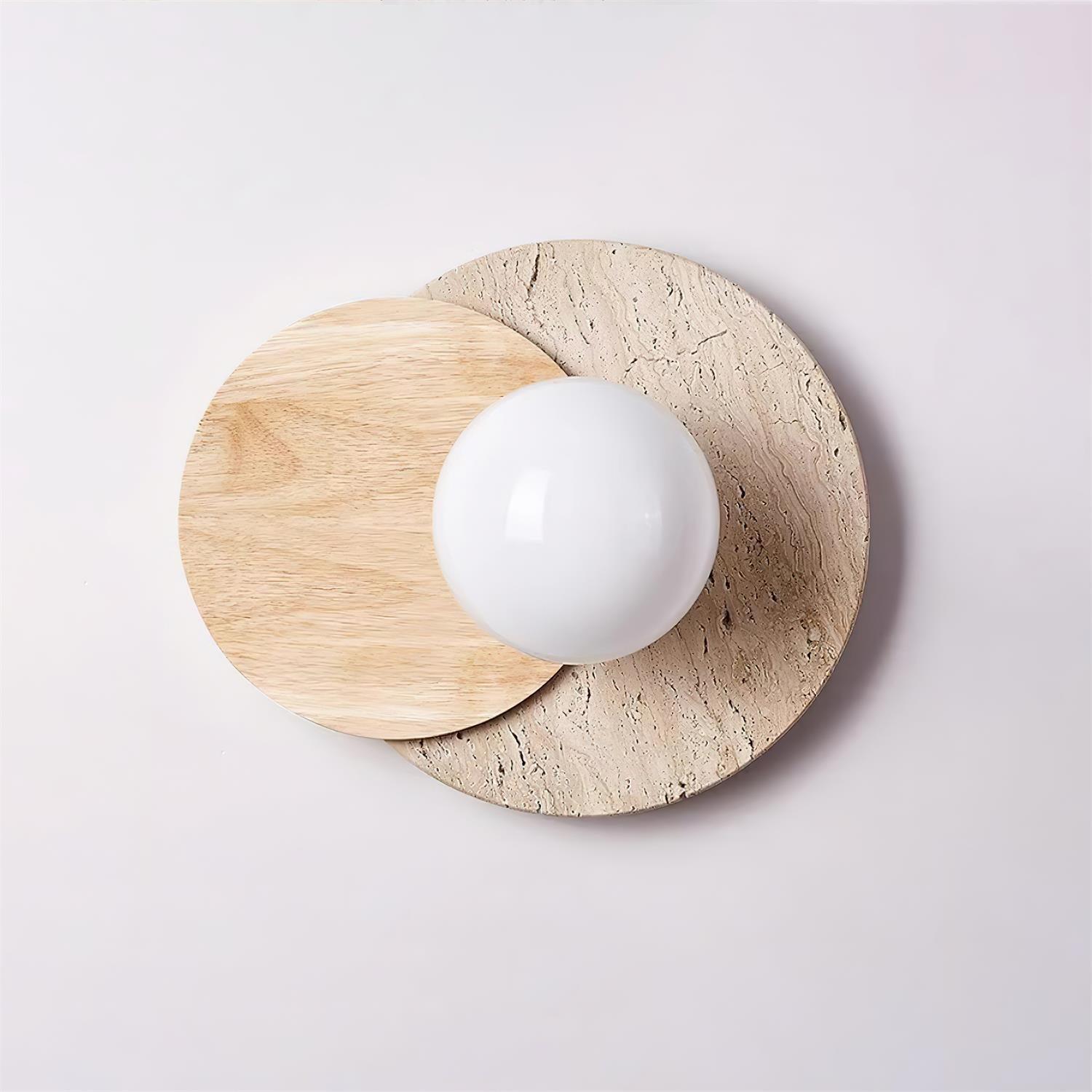 Zelirir Dual-Disc Travertine Wall Light - Neutralighting