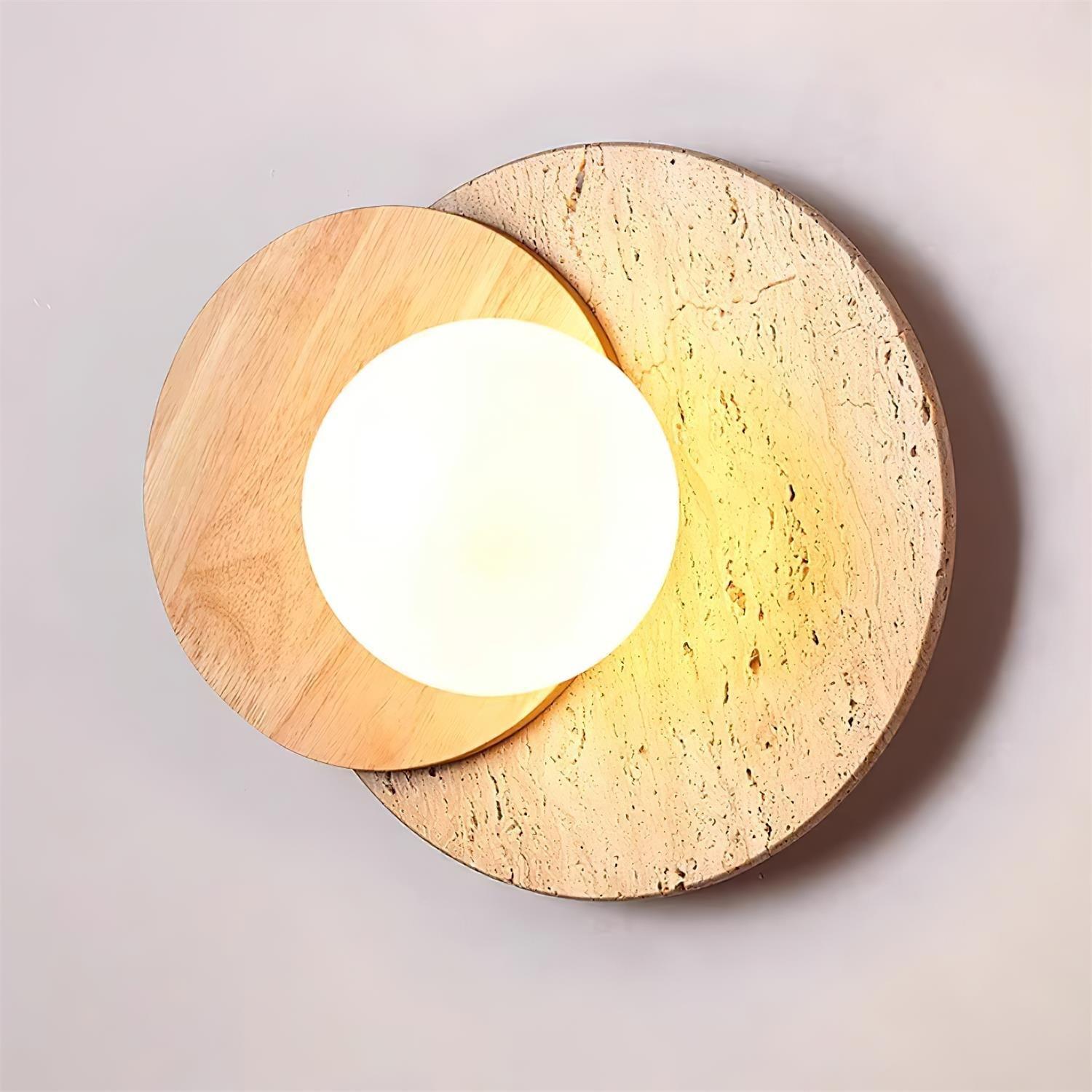 Zelirir Dual-Disc Travertine Wall Light - Neutralighting