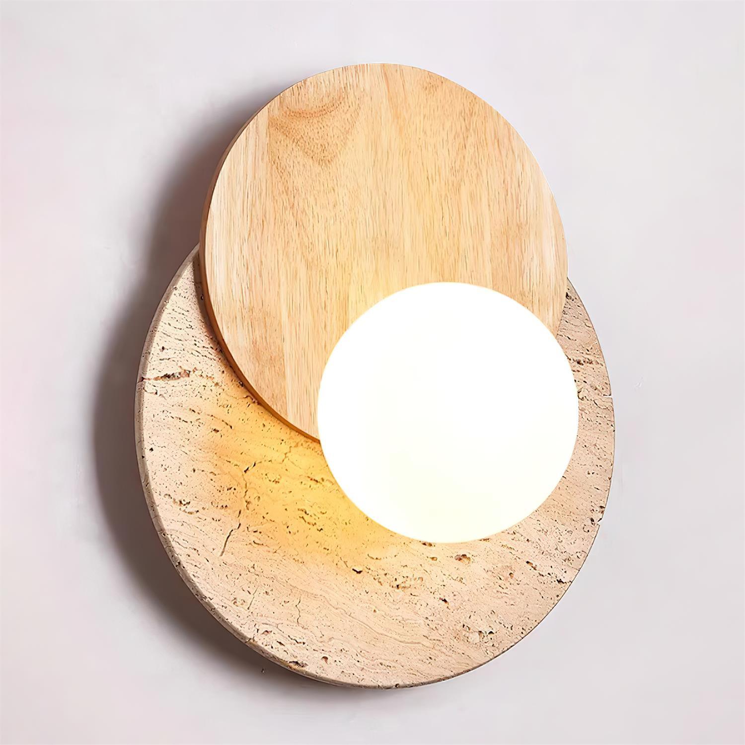 Zelirir Dual-Disc Travertine Wall Light - Neutralighting