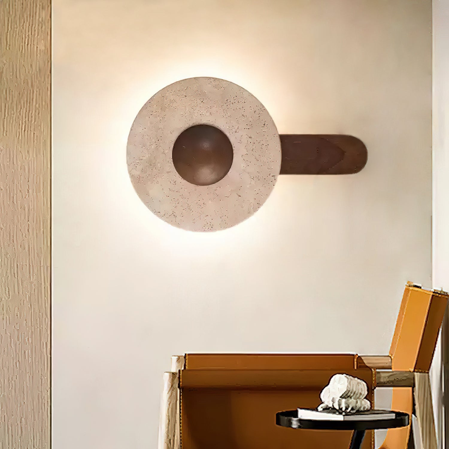 Nymarora Circular Travertine Wall Light - Neutralighting