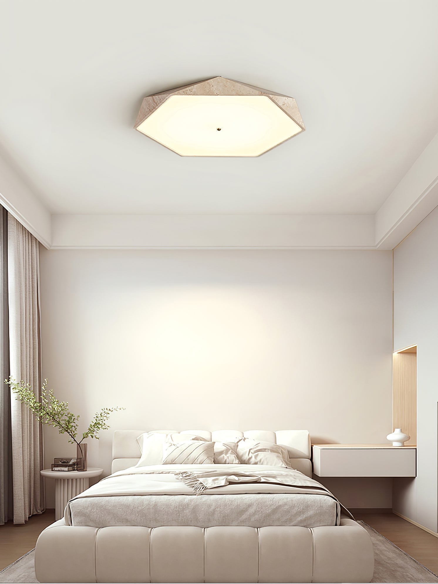 Hexagonal Travertine Ceiling Light - Neutralighting