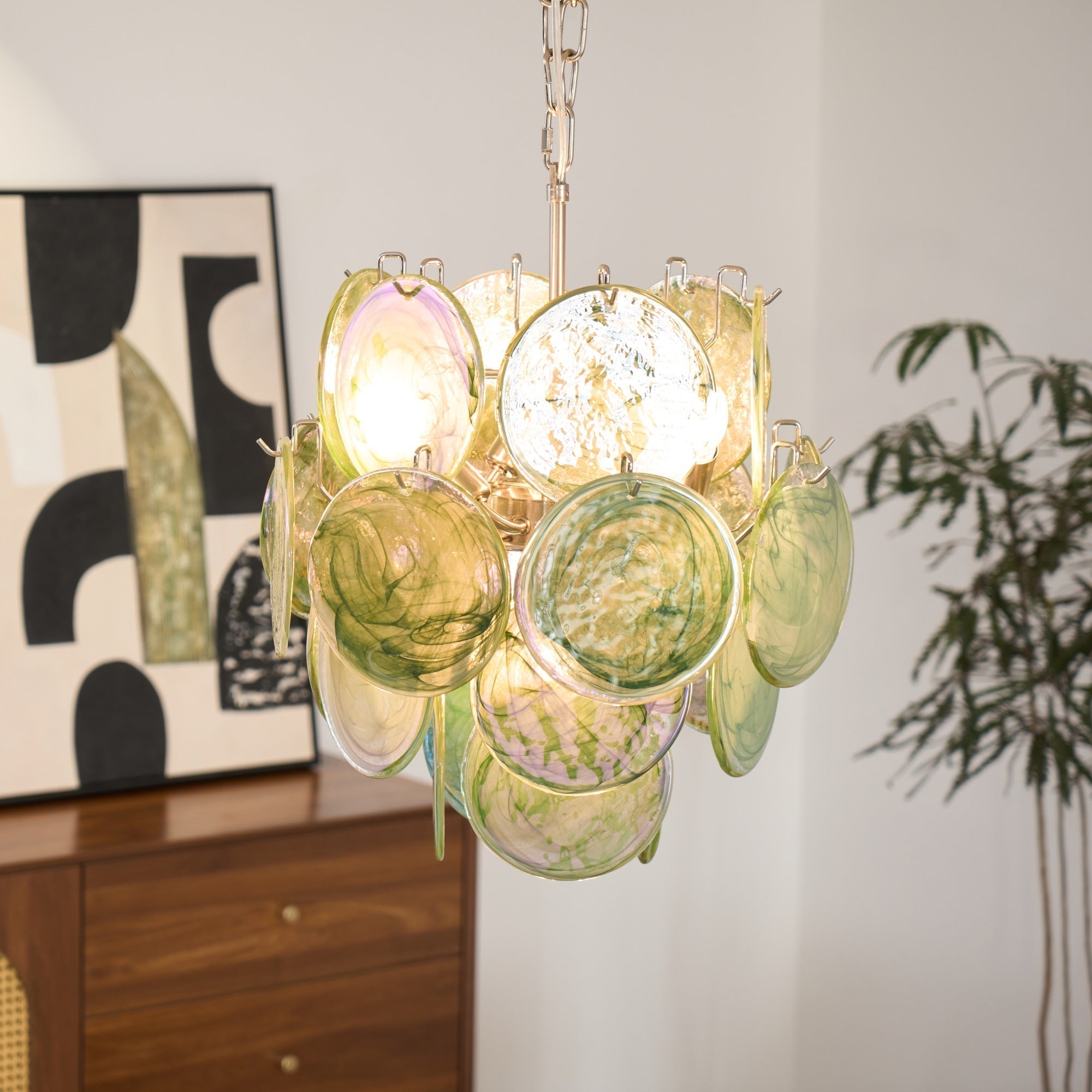 Aurora Chandelier Multicolor Murano Disc Layered Artistic - Neutralighting