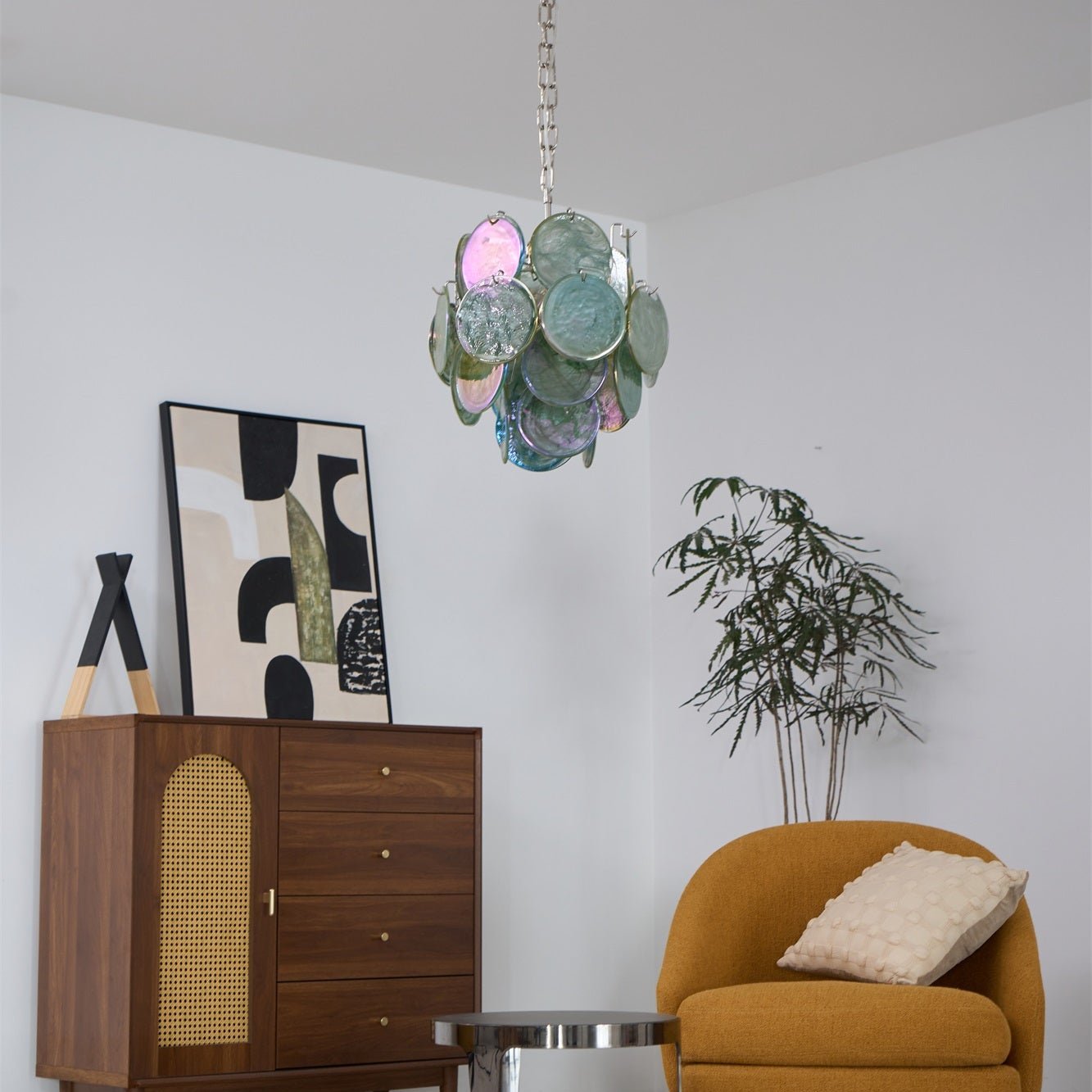 Aurora Chandelier Multicolor Murano Disc Layered Artistic - Neutralighting