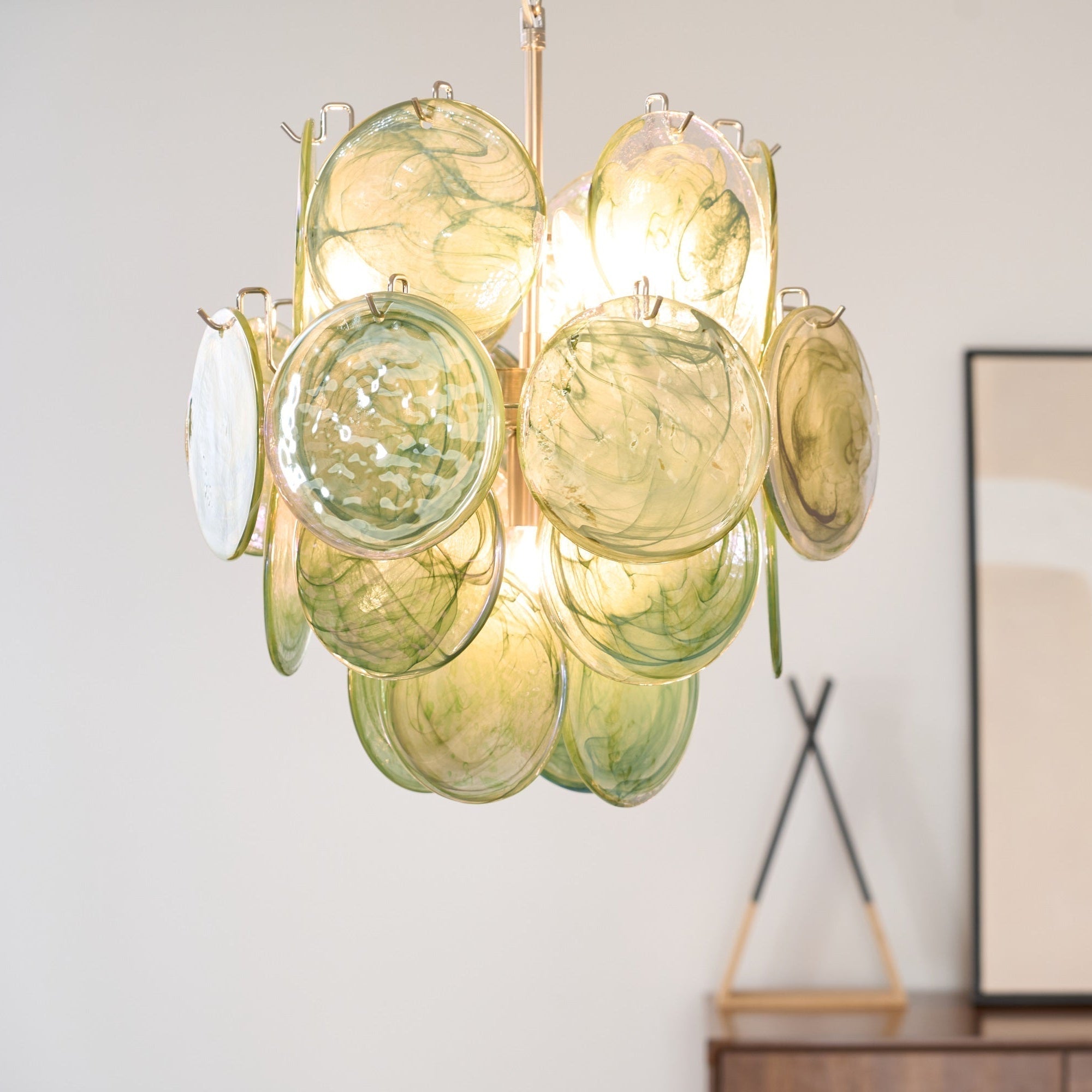 Aurora Chandelier Multicolor Murano Disc Layered Artistic - Neutralighting