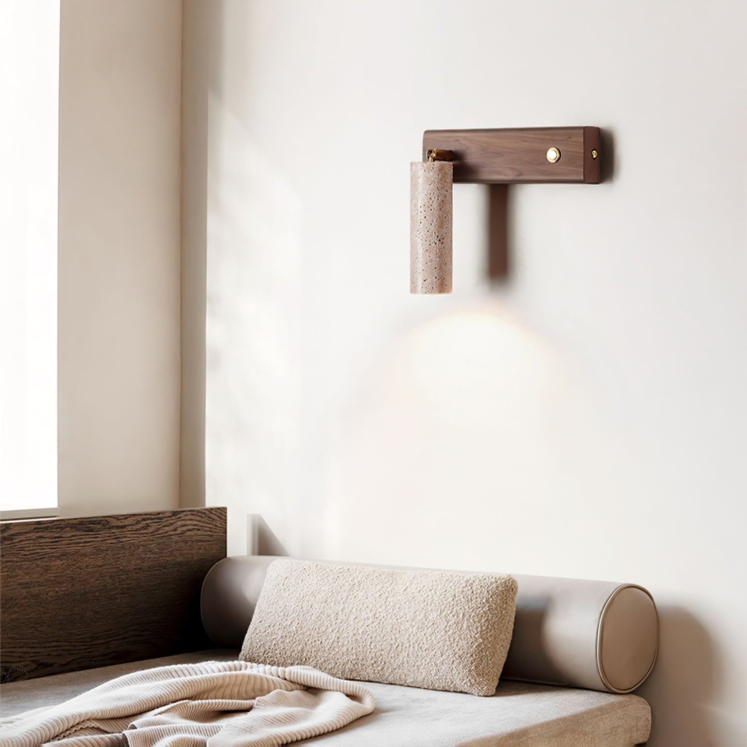 Ornoria Cylindrical Travertine Wall Light SpotLight - Neutralighting