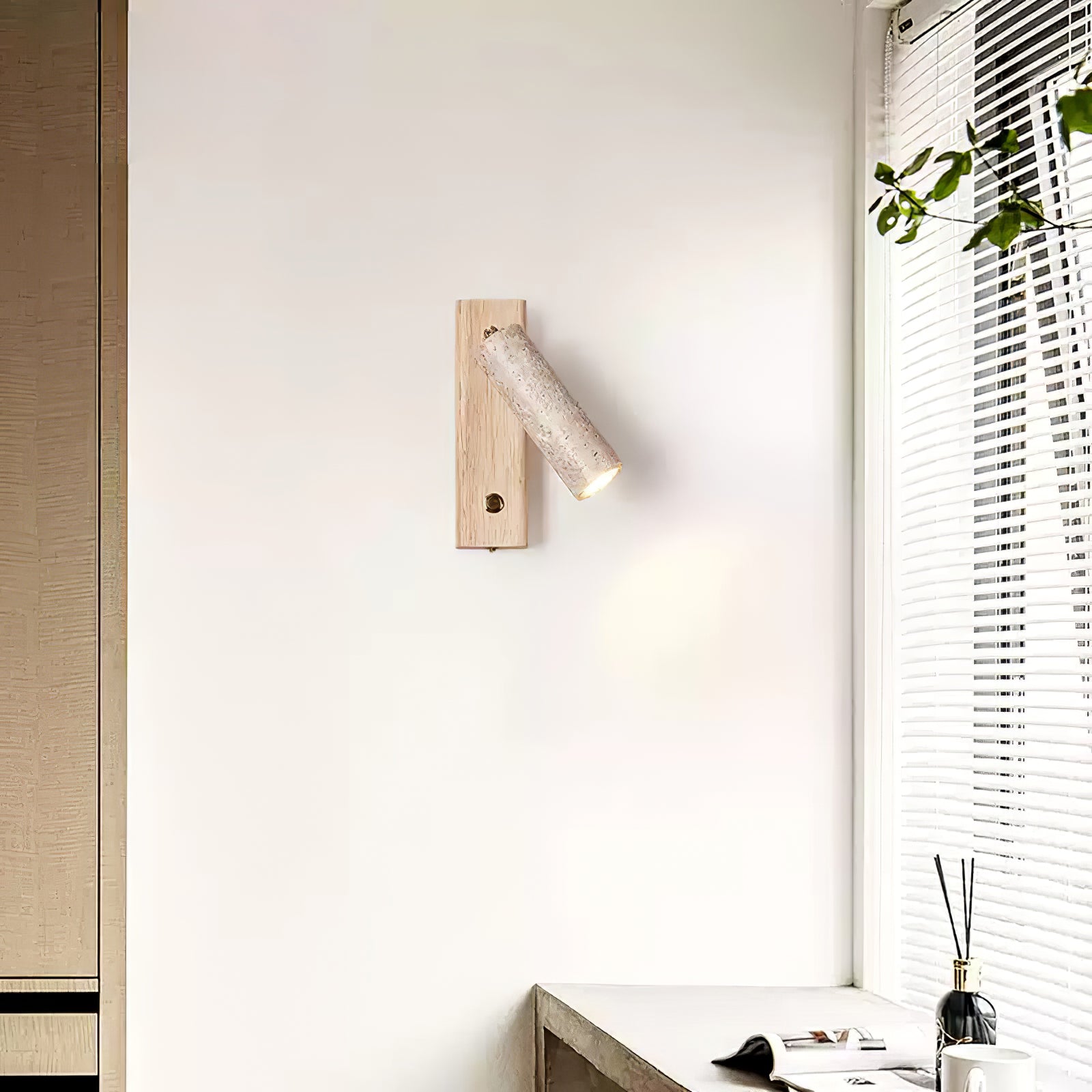 Ornoria Cylindrical Travertine Wall Light SpotLight - Neutralighting