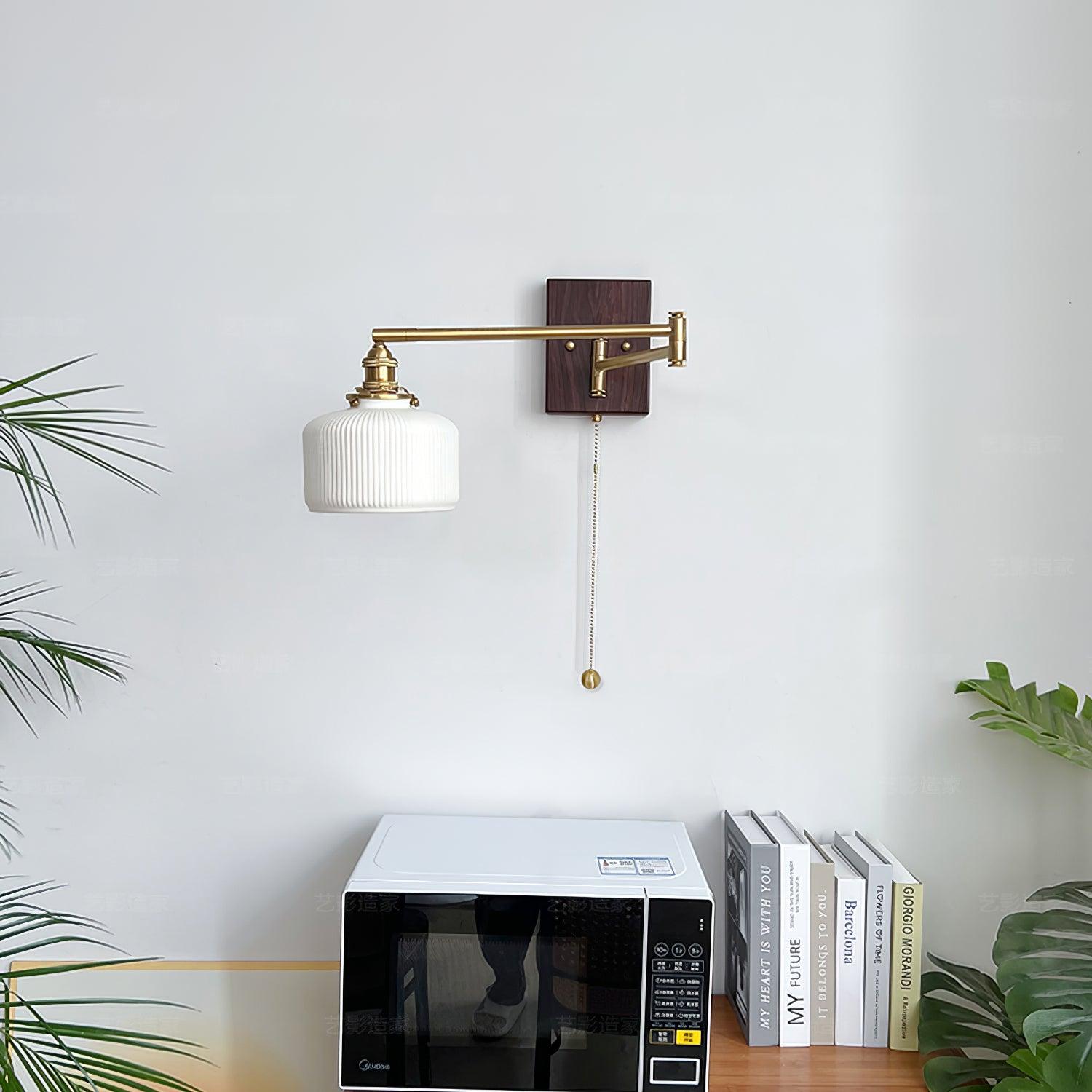 Artistic Walnut Brass Wall Sconce Adjustable Arm Vintage - Letslighting
