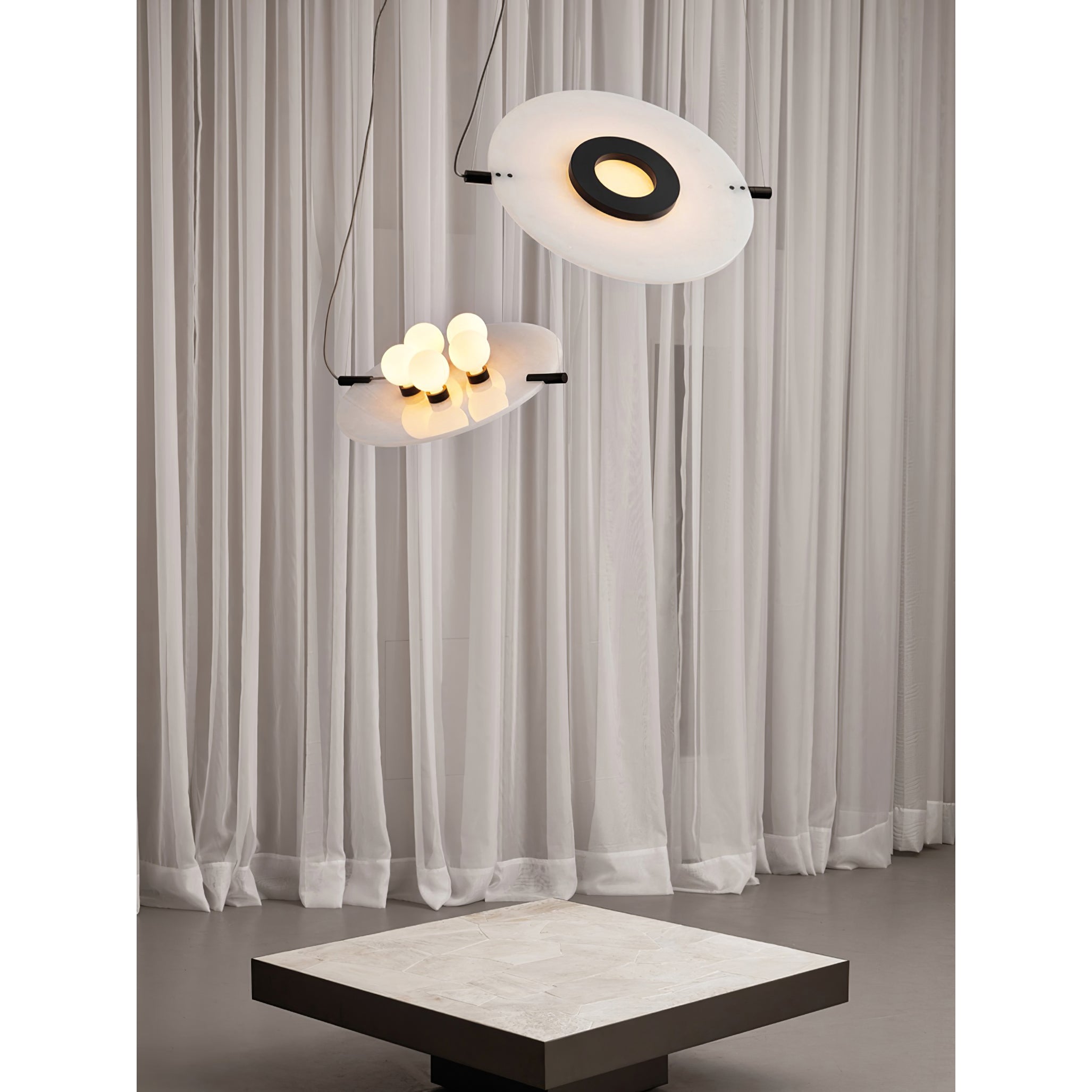 Vasila Postmodern Luxury Metal Alabaster Pendant Lamp - Lamp Copper