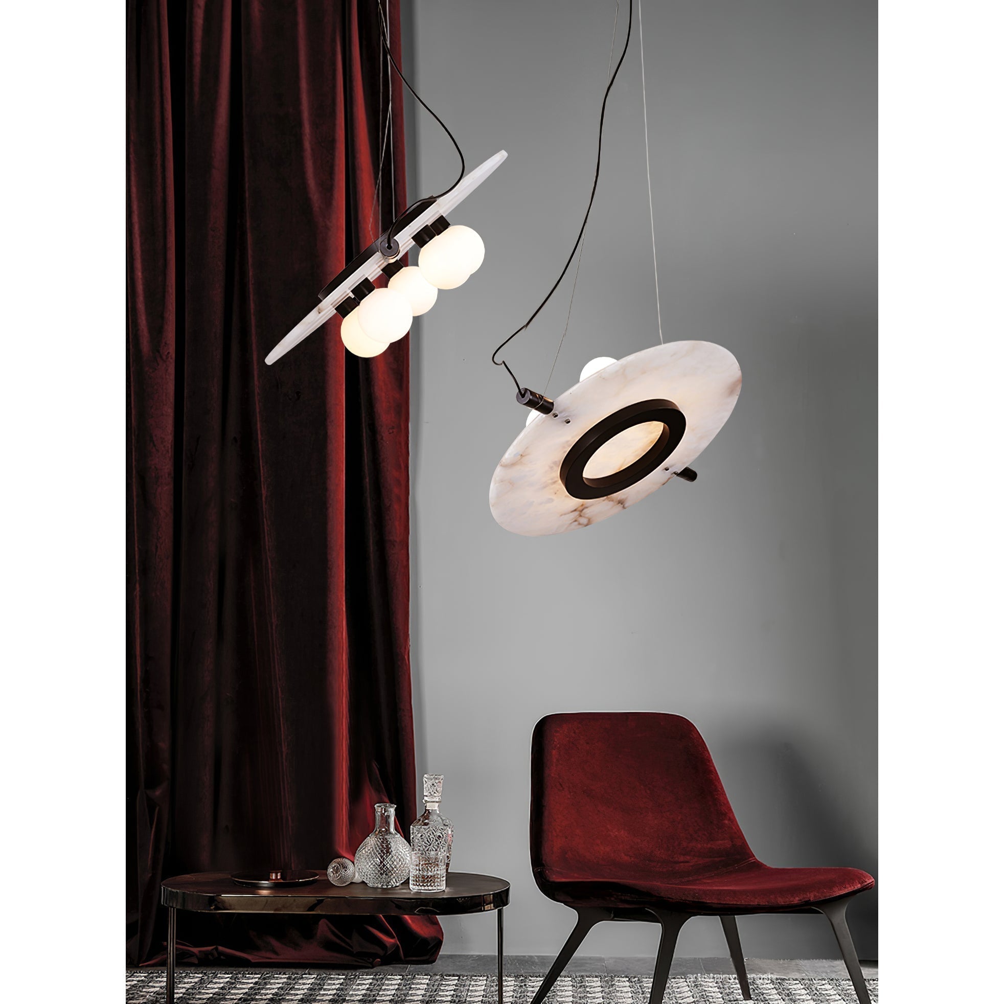 Vasila Postmodern Luxury Metal Alabaster Pendant Lamp - Lamp Copper