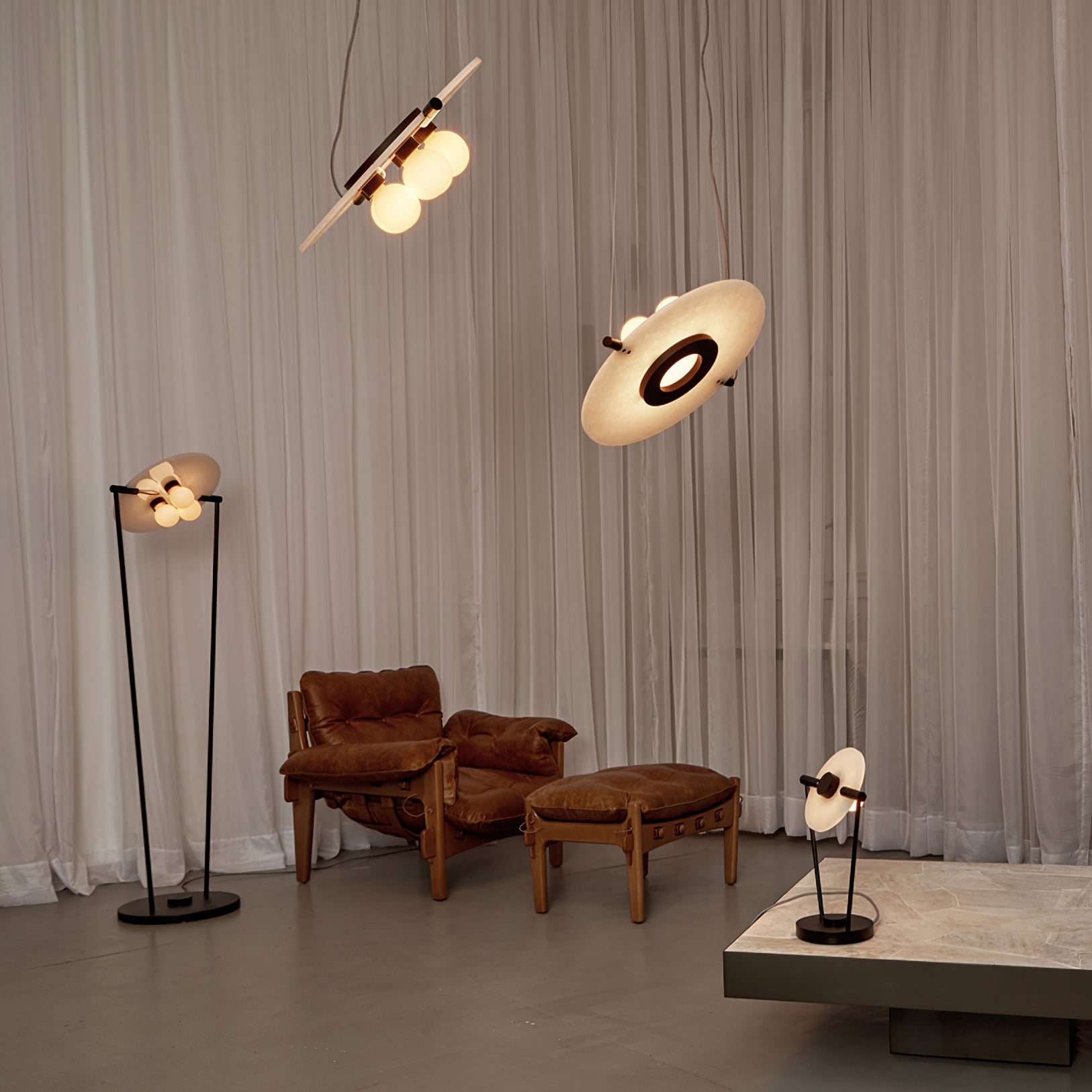 Vasila Postmodern Luxury Metal Alabaster Pendant Lamp - Lamp Copper