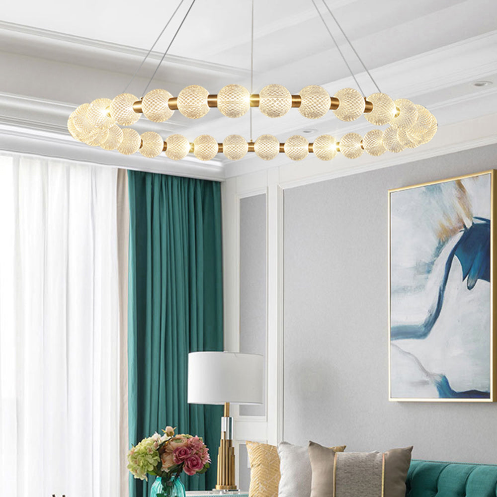 Valentina Design LED Lampada a Sospensione Metallo Acrilico Oro Anello Soggiorno/Camera da Letto/Sala da Pranzo