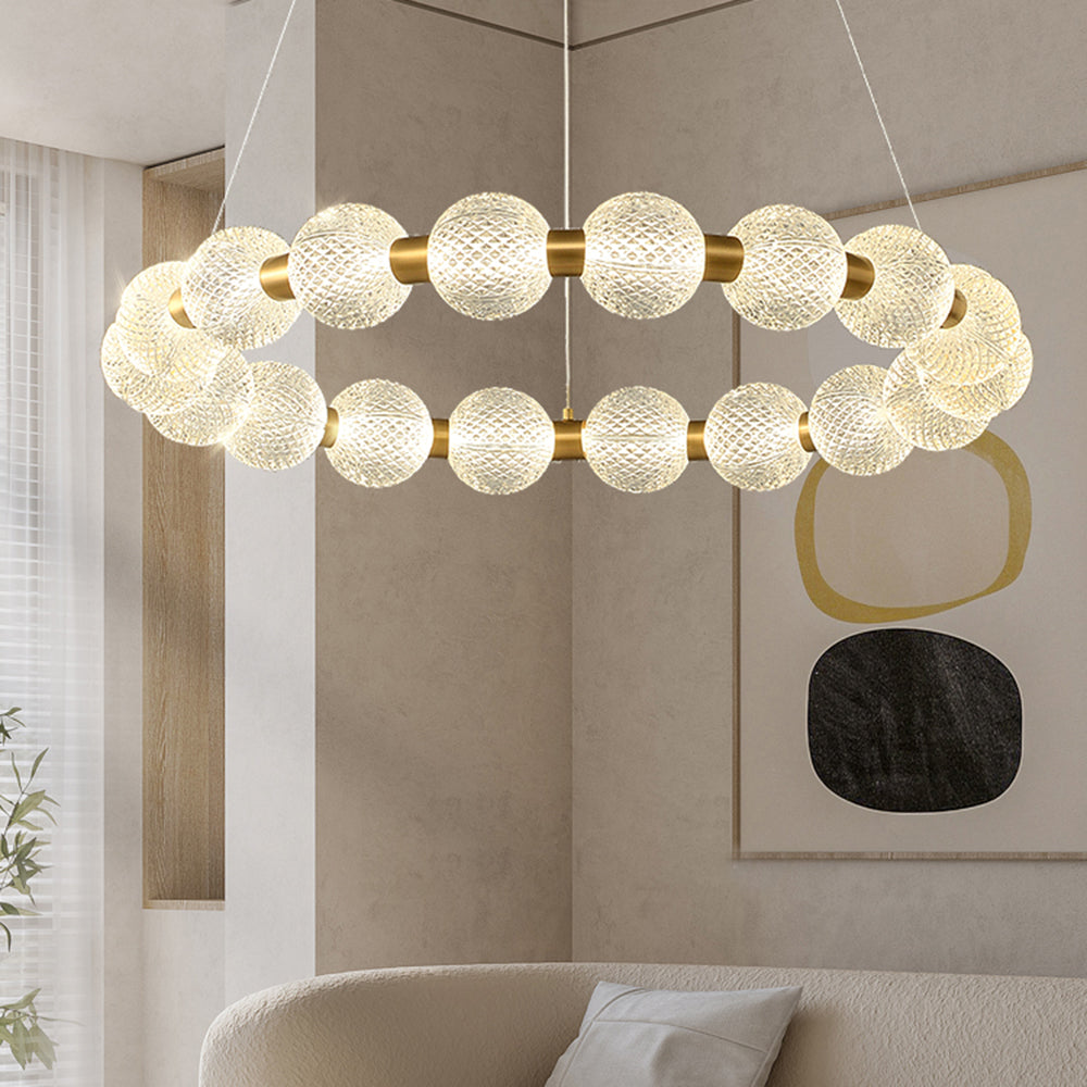 Valentina Design LED Lampada a Sospensione Metallo Acrilico Oro Anello Soggiorno/Camera da Letto/Sala da Pranzo