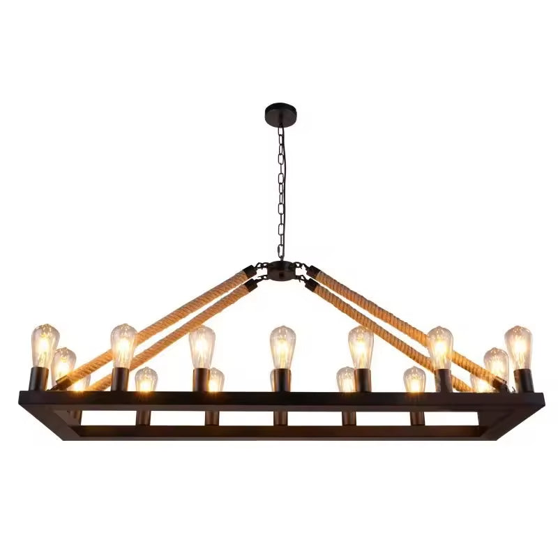 Epoch Vintage Metallo/Corda LED Sospensione Nero Soggiorno/Bar/Ristorante