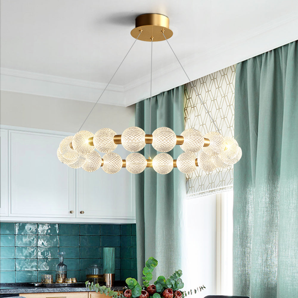Valentina Design LED Lampada a Sospensione Metallo Acrilico Oro Anello Soggiorno/Camera da Letto/Sala da Pranzo