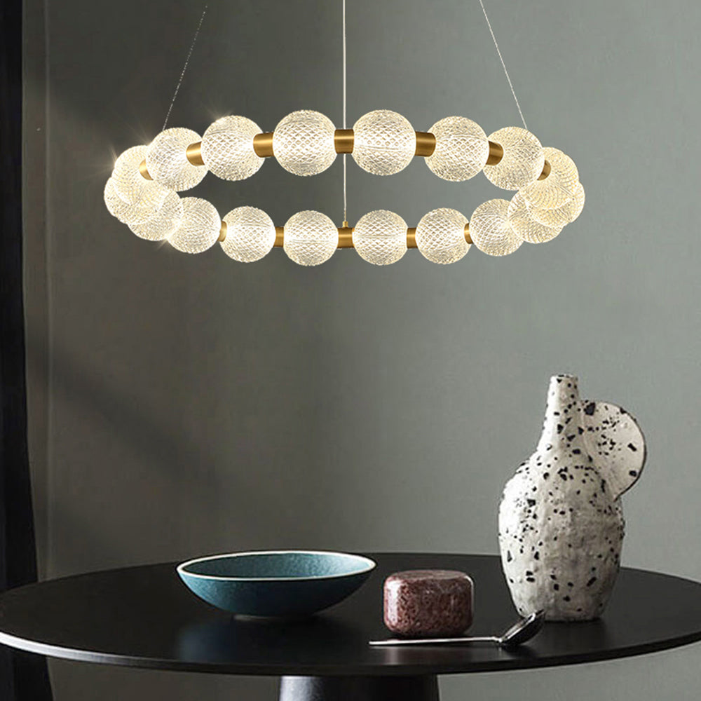 Valentina Design LED Lampada a Sospensione Metallo Acrilico Oro Anello Soggiorno/Camera da Letto/Sala da Pranzo