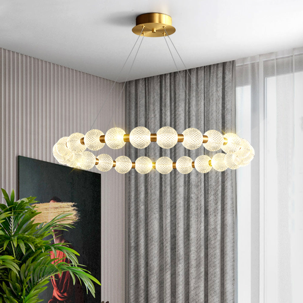 Valentina Design LED Lampada a Sospensione Metallo Acrilico Oro Anello Soggiorno/Camera da Letto/Sala da Pranzo