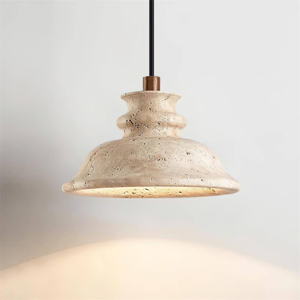Ritta Pendant Lamp Sculpted Travertine Shade - Letslighting