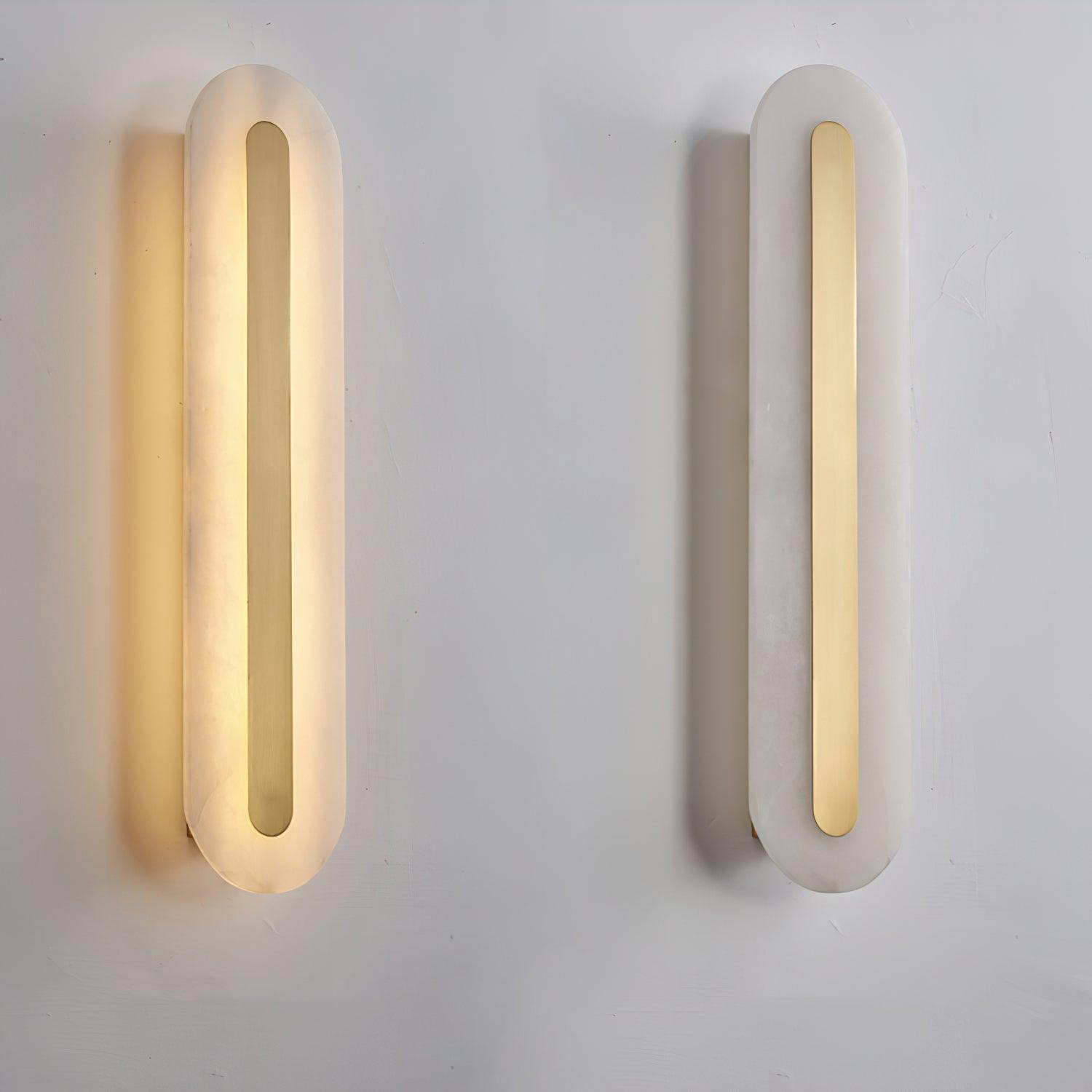 Kristy Lampada da Parete Lineare in Ottone e Alabastro