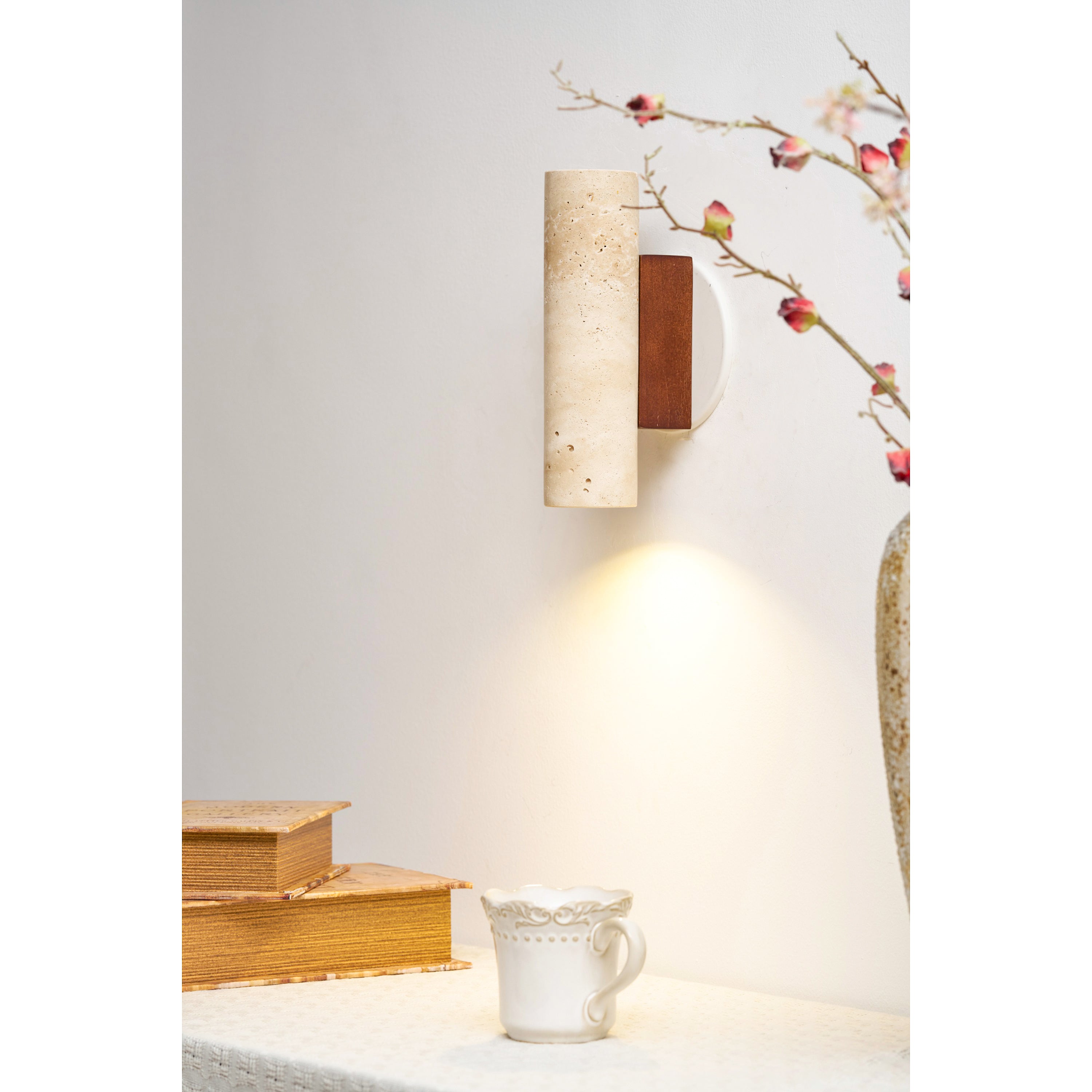 Uvineth Modern Minimalist Travertine Wall Lamp - Lamp Copper