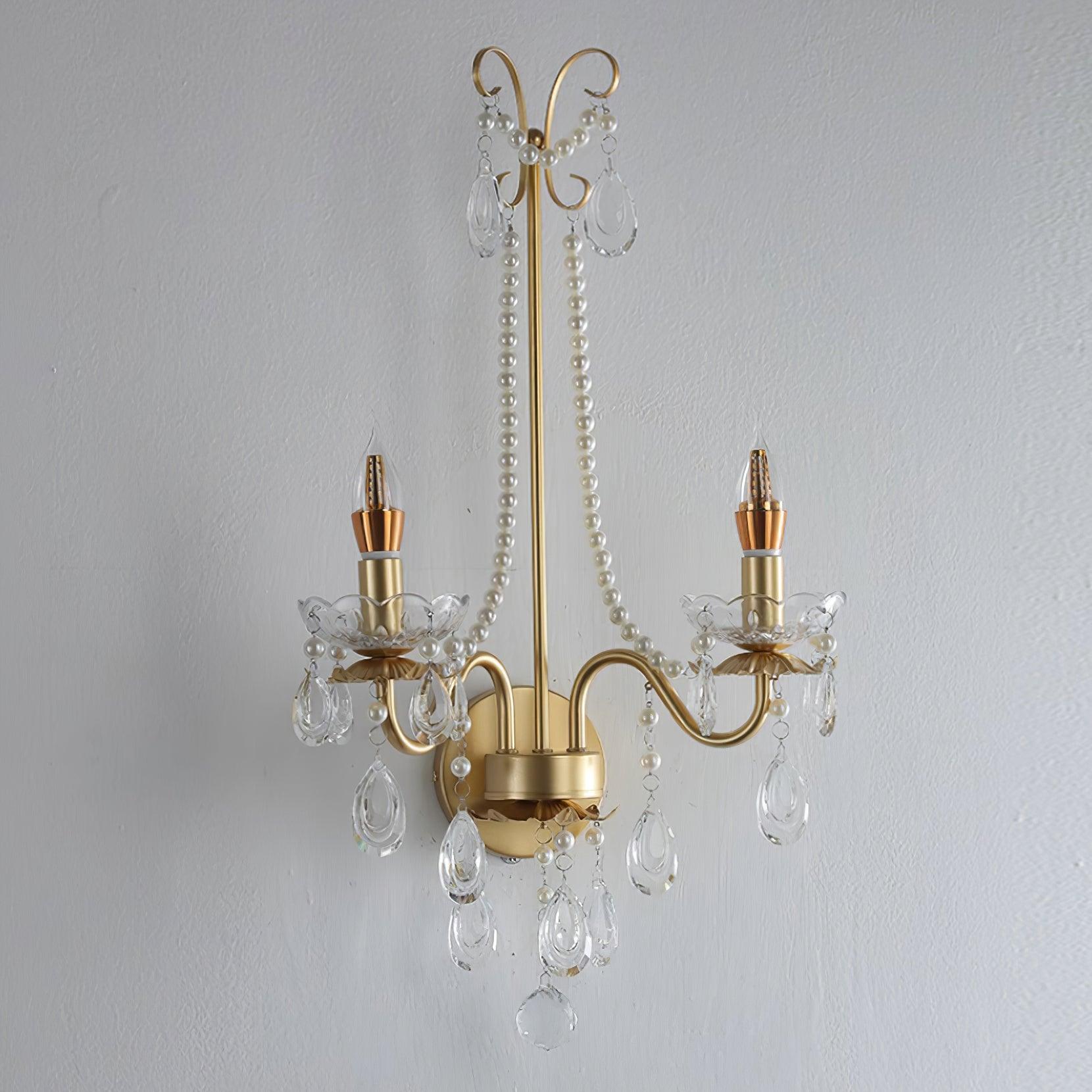 Wall Lamp Metal Crystal Pearls Ornate Elegant Chic Home Elegant - Letslighting