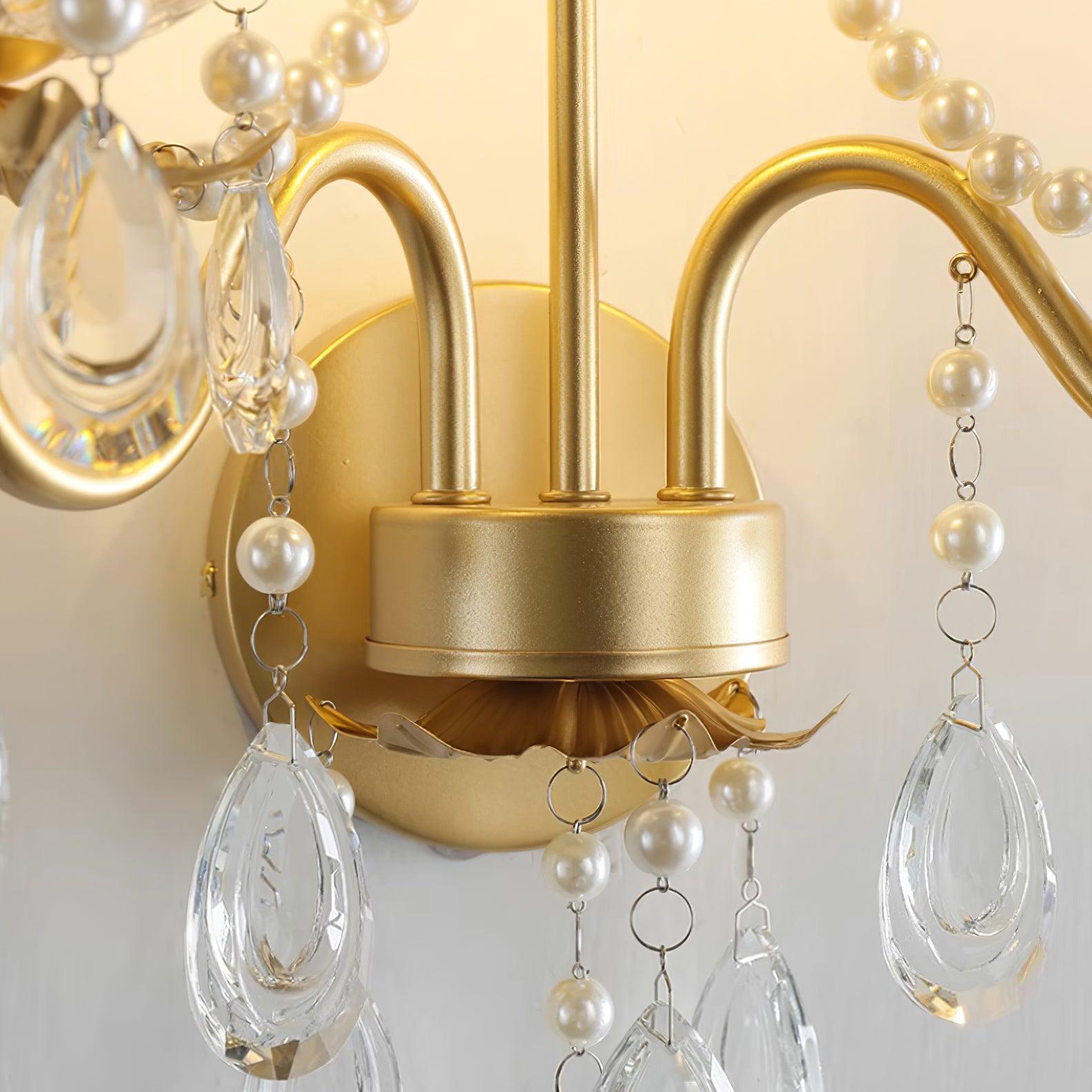 Wall Lamp Metal Crystal Pearls Ornate Elegant Chic Home Elegant - Letslighting