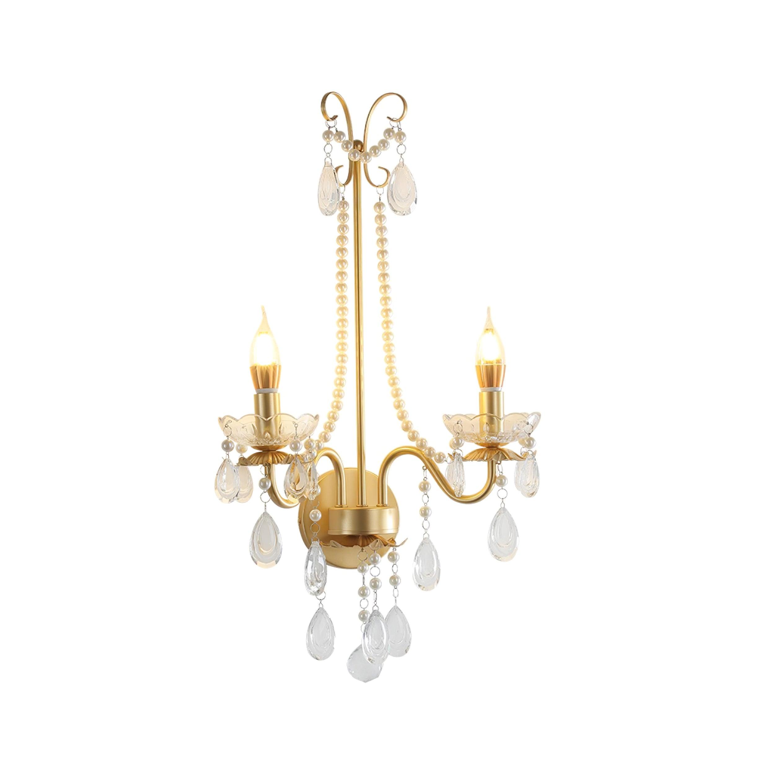Wall Lamp Metal Crystal Pearls Ornate Elegant Chic Home Elegant - Letslighting