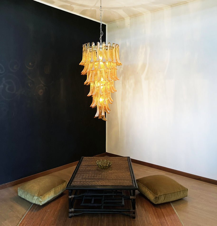 Aurora Chandelier Gold Murano Glass Petals Layered Cascading - Neutralighting