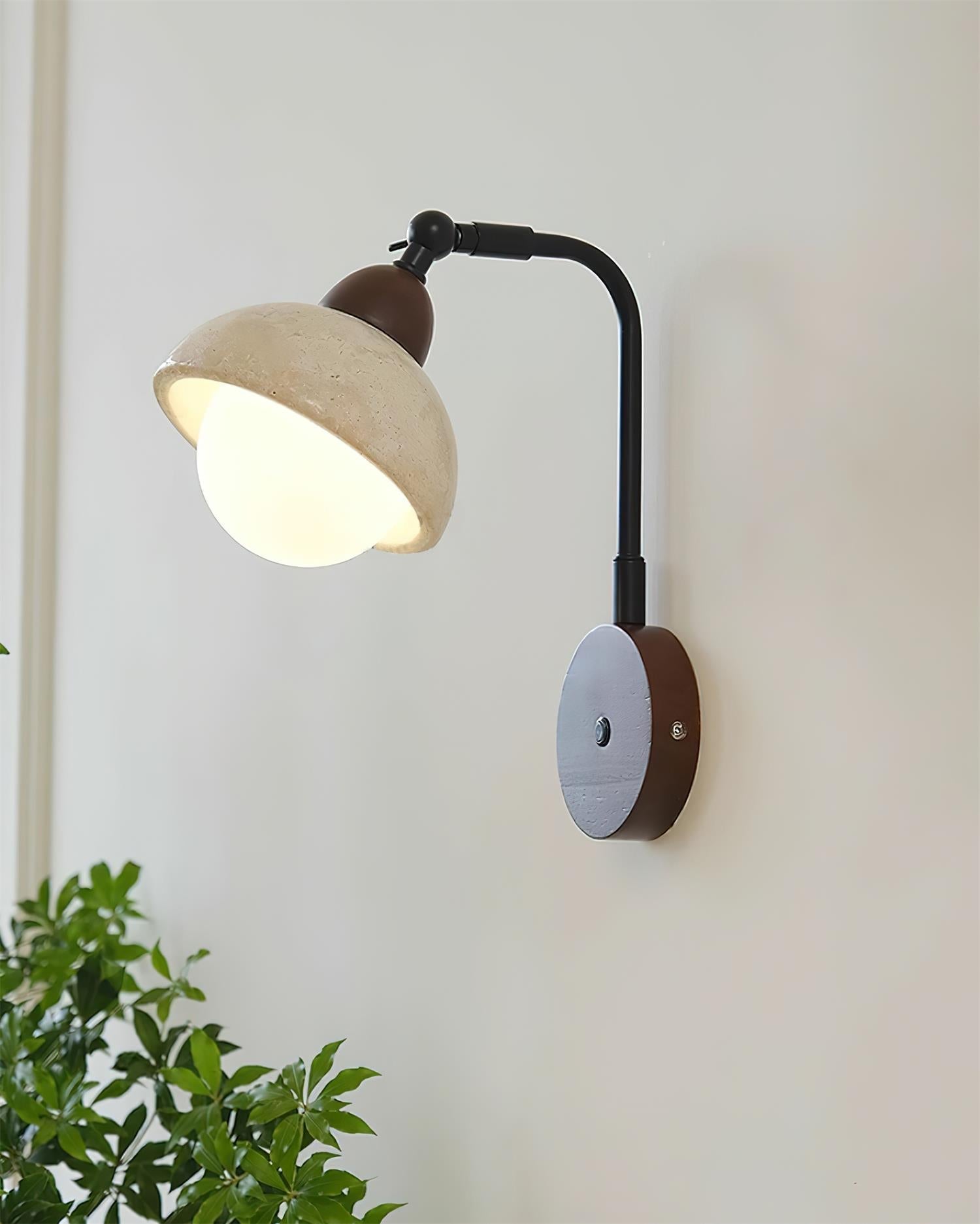 Solaro Wall Light Travertine White Opalescent Globe - Letslighting