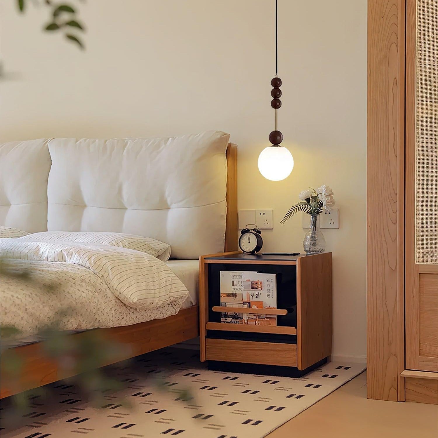 Aria Lampada a Sospensione Globo Vintage con Perle di Legno