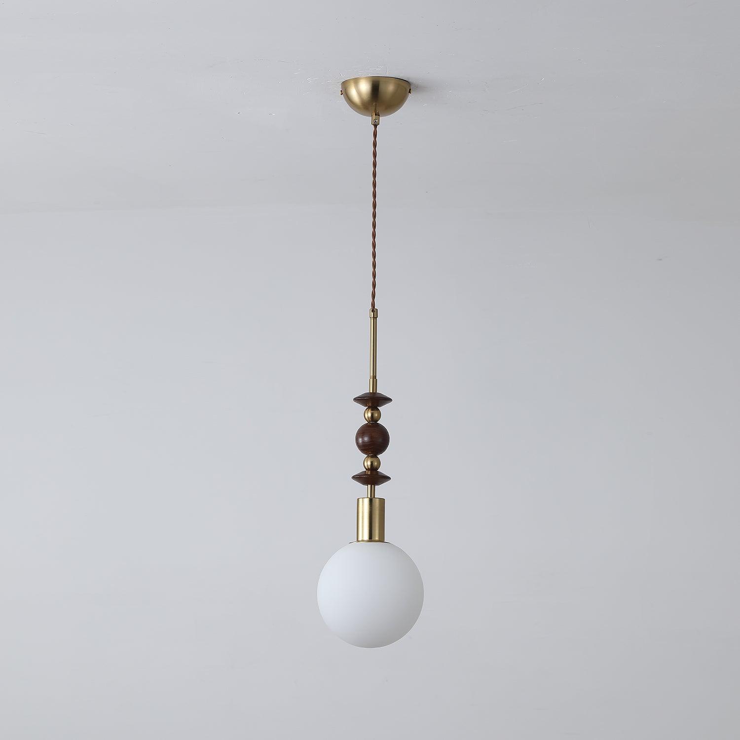 Aria Lampada a Sospensione Globo Vintage con Perle di Legno