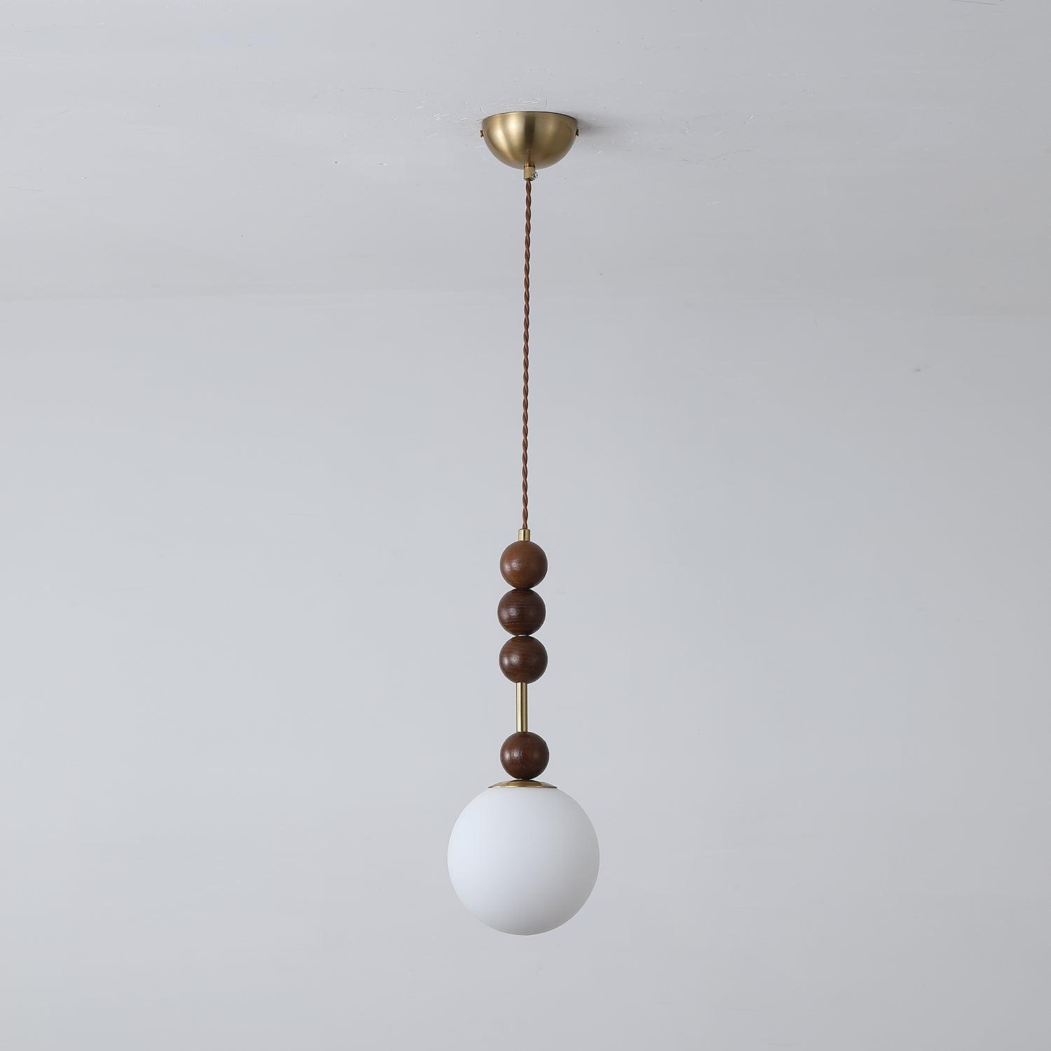 Aria Lampada a Sospensione Globo Vintage con Perle di Legno