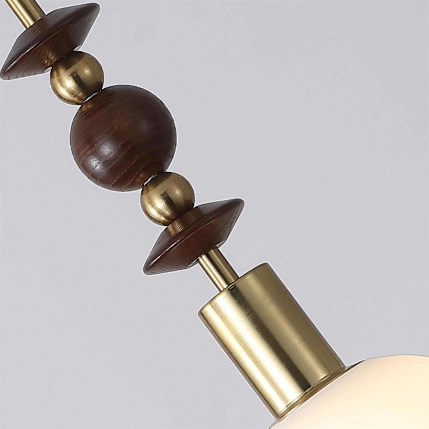 Aria Lampada a Sospensione Globo Vintage con Perle di Legno