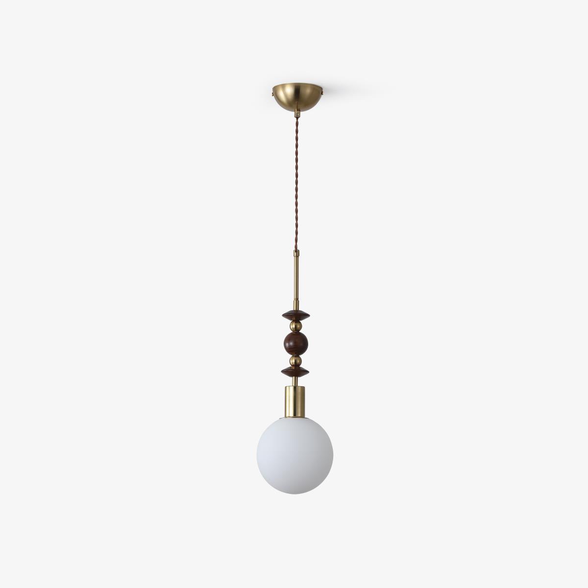 Aria Lampada a Sospensione Globo Vintage con Perle di Legno