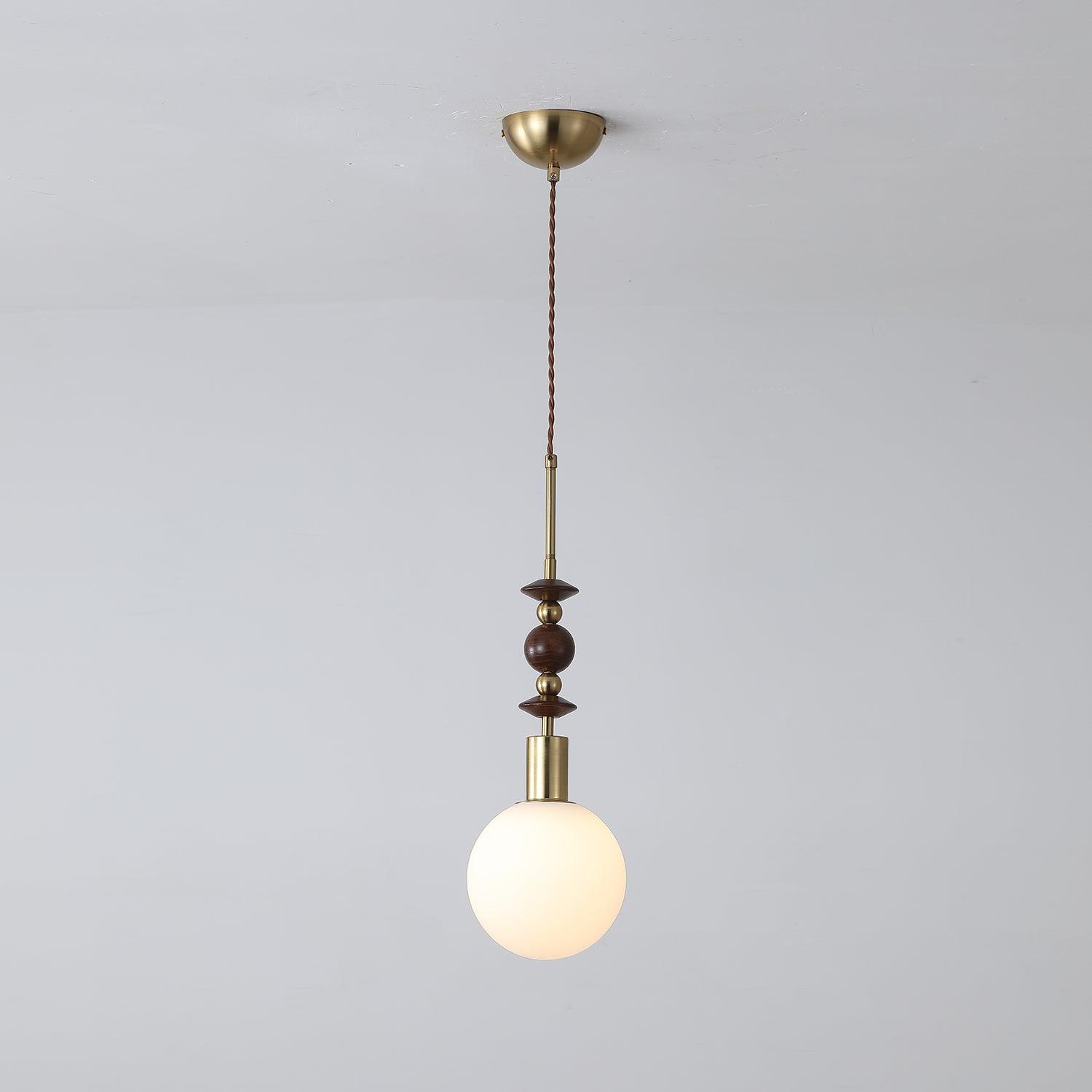 Aria Lampada a Sospensione Globo Vintage con Perle di Legno