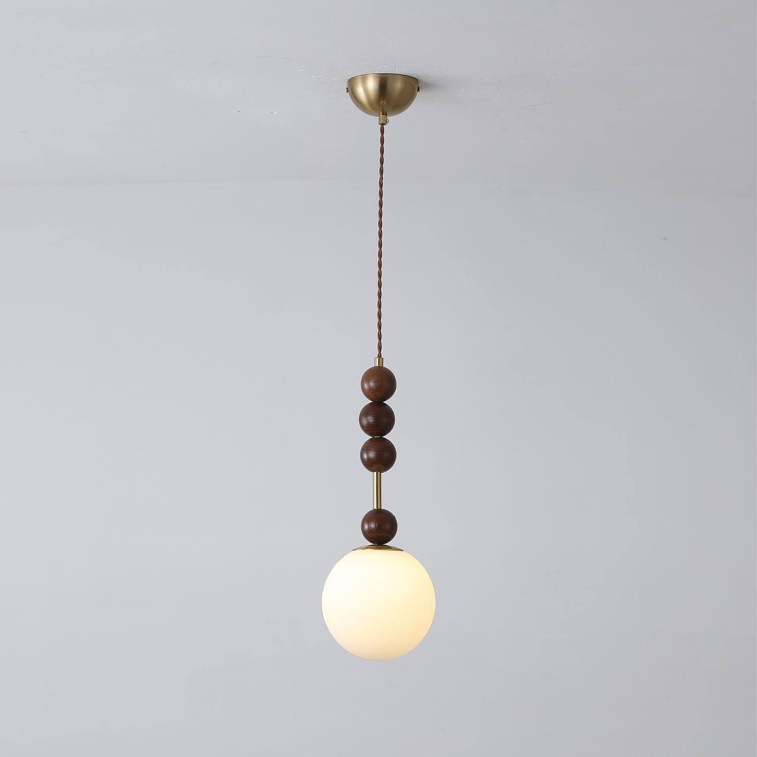 Aria Lampada a Sospensione Globo Vintage con Perle di Legno