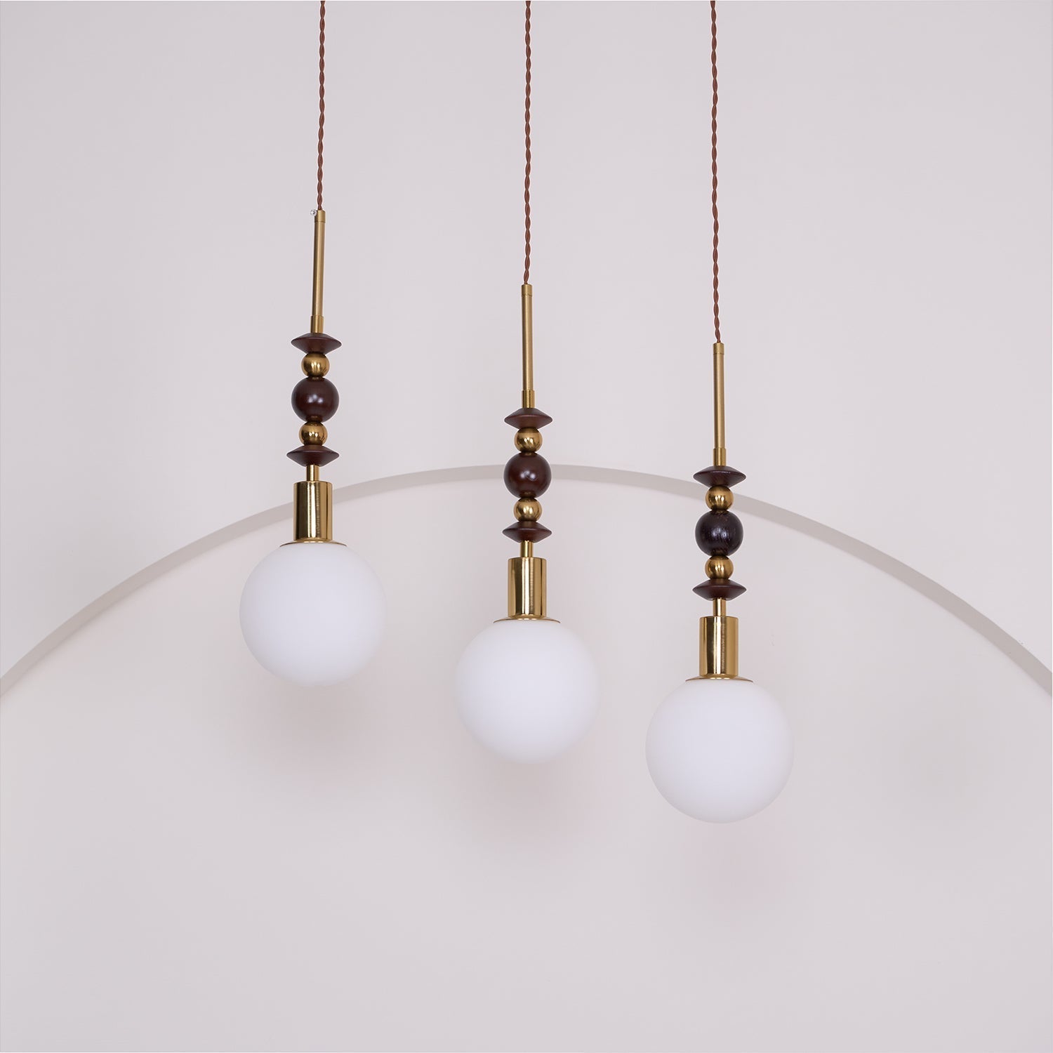 Aria Lampada a Sospensione Globo Vintage con Perle di Legno