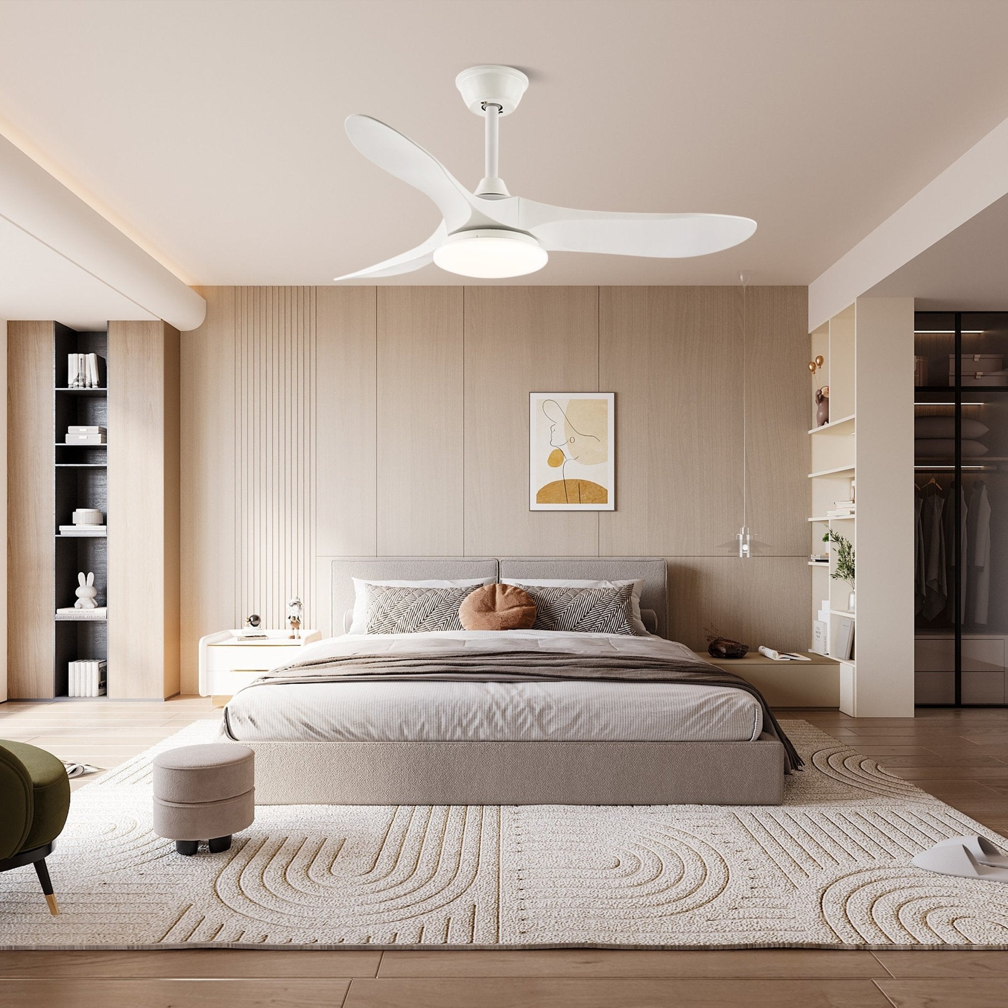 Ventilatore da Soffitto Minimalista Oriken con pale in movimento