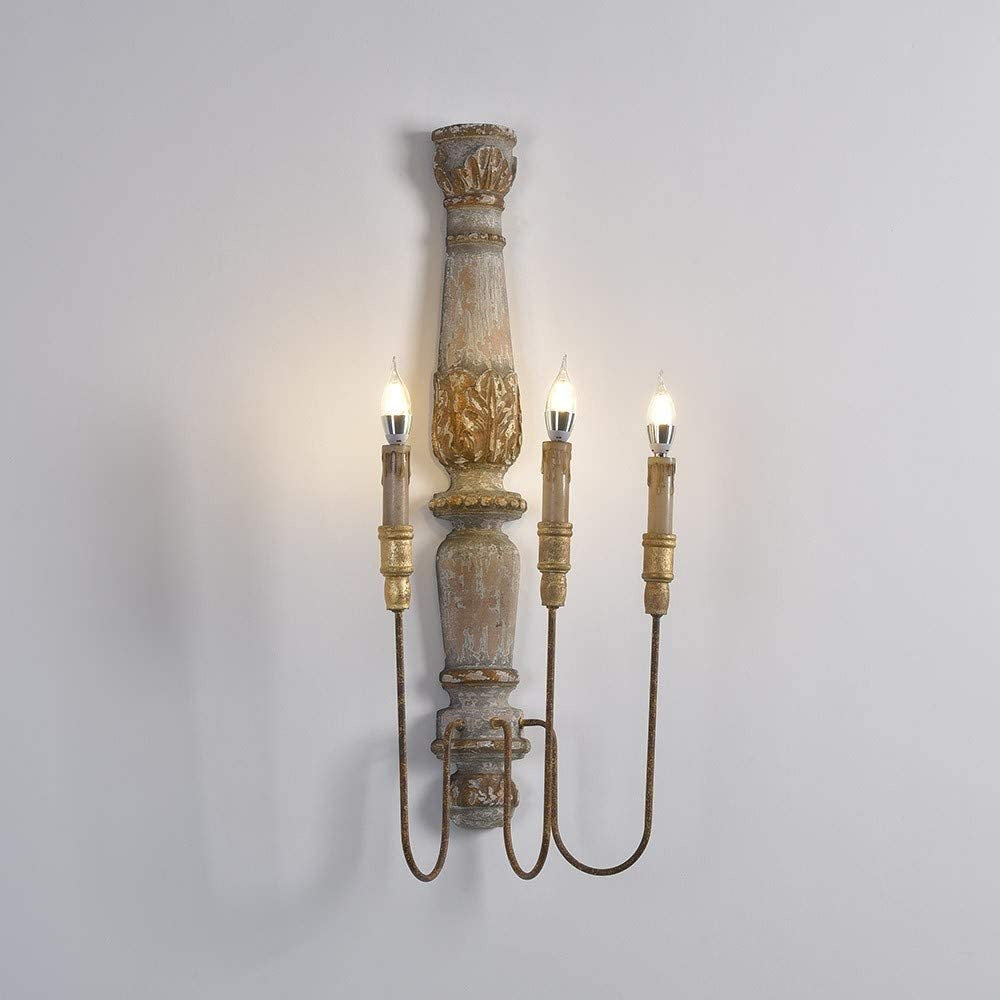 Vevenir Vintage Industrial Candle Wood Metal Wall Lamp - Lamp Copper