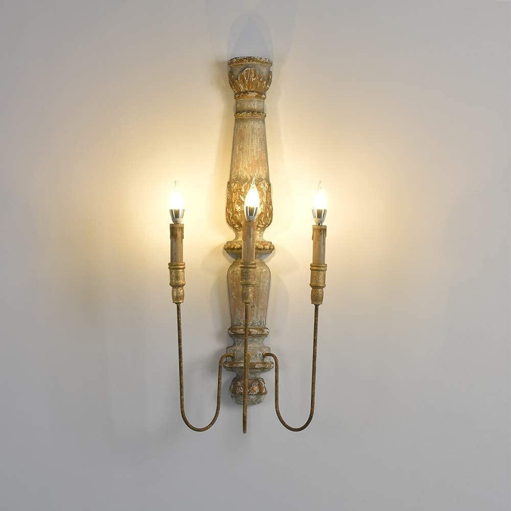 Vevenir Vintage Industrial Candle Wood Metal Wall Lamp - Lamp Copper