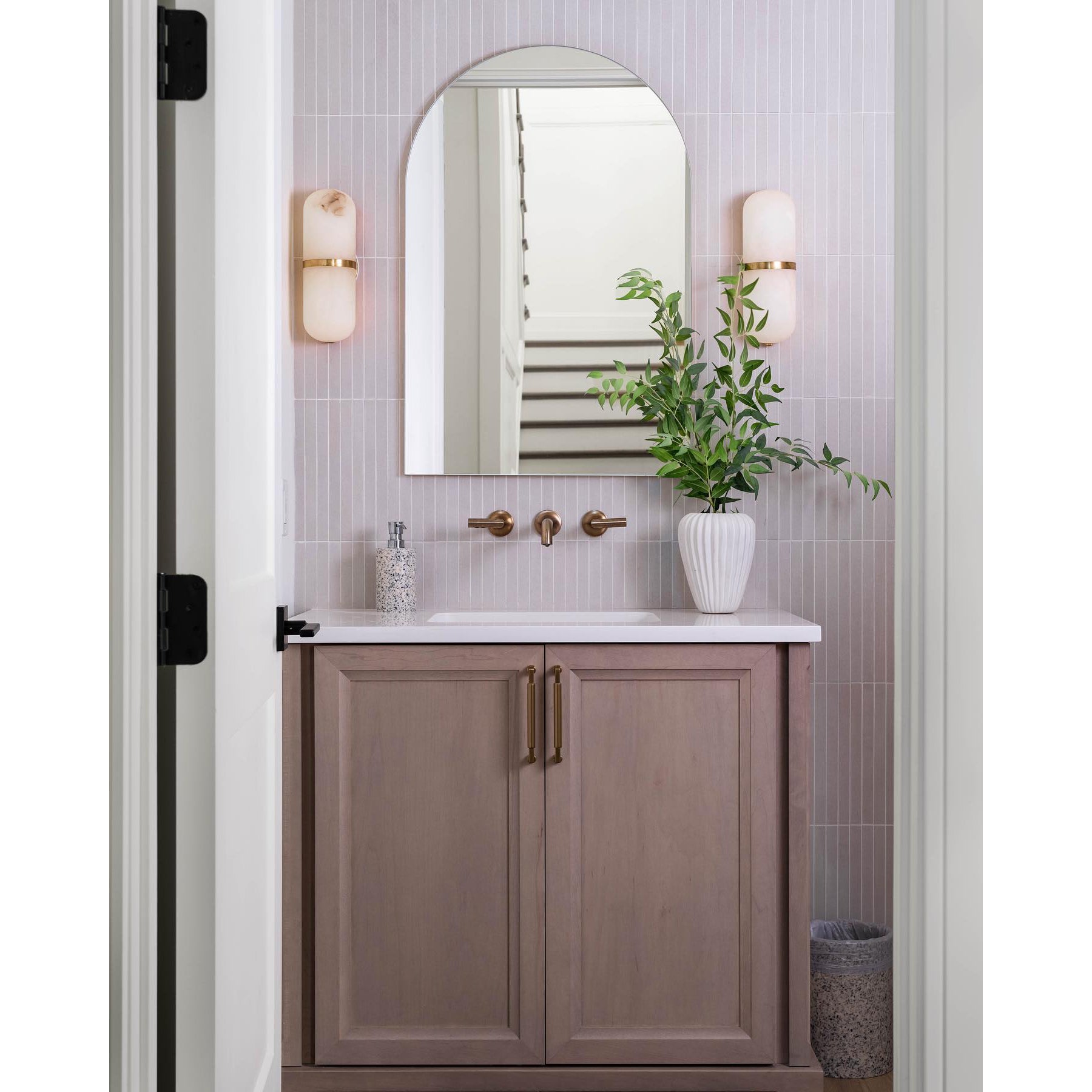 Symirel Modern Minimalist Pill Form Alabaster Sconce Wall Lamp - Lamp Copper