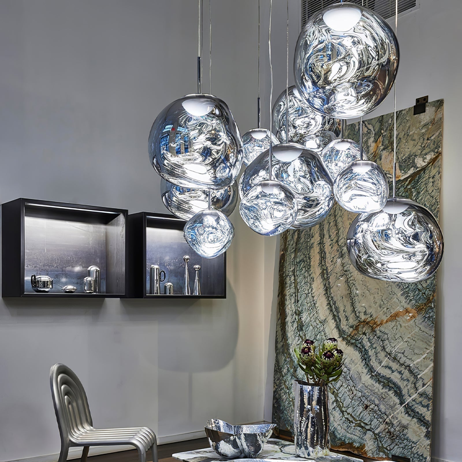 Solara Pendant Lamp Blown Glass Irregular Cluster Sculptural - Letslighting