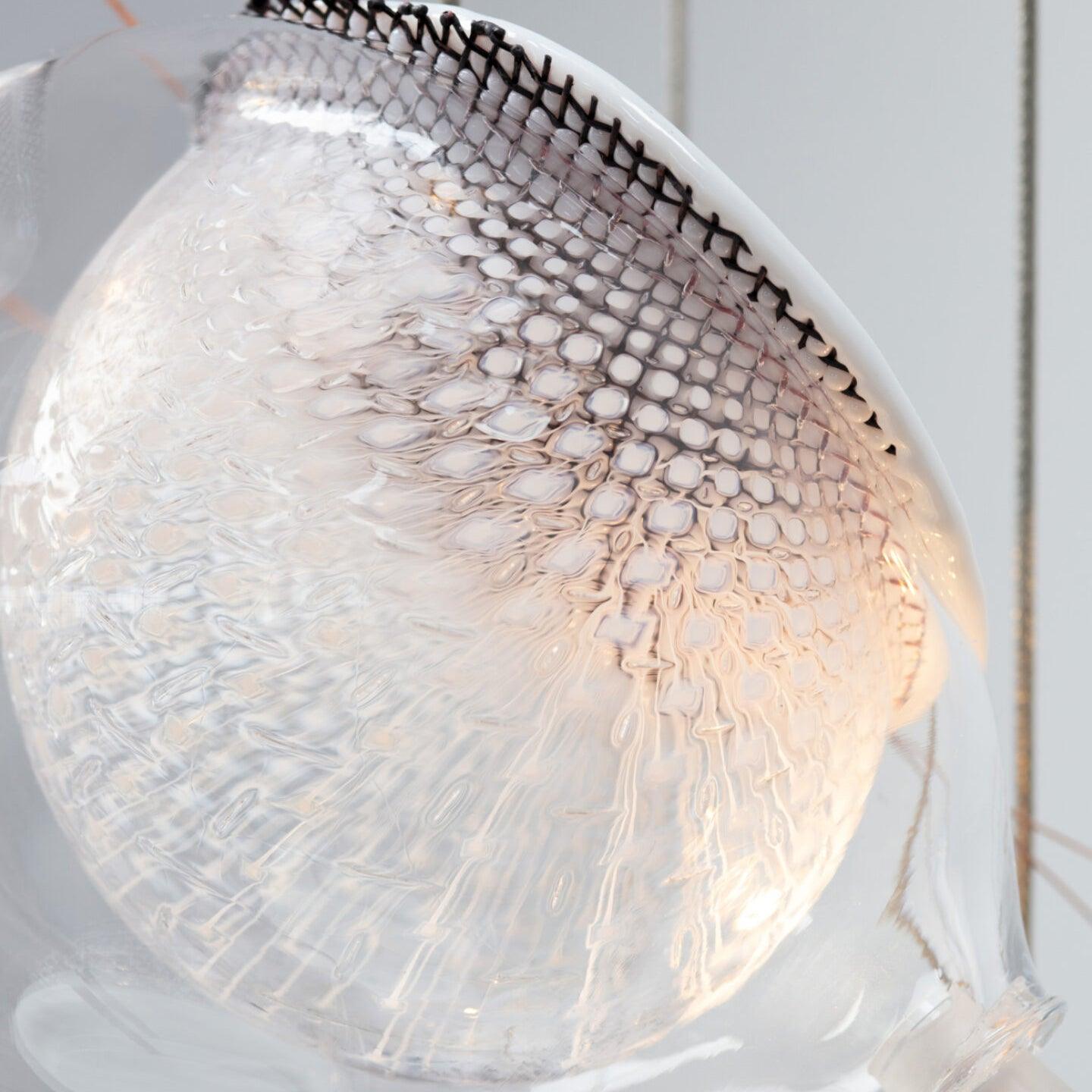 Chandelier Mesh Glass Orbs Cluster Metal Frame Modern Minimalist - Letslighting