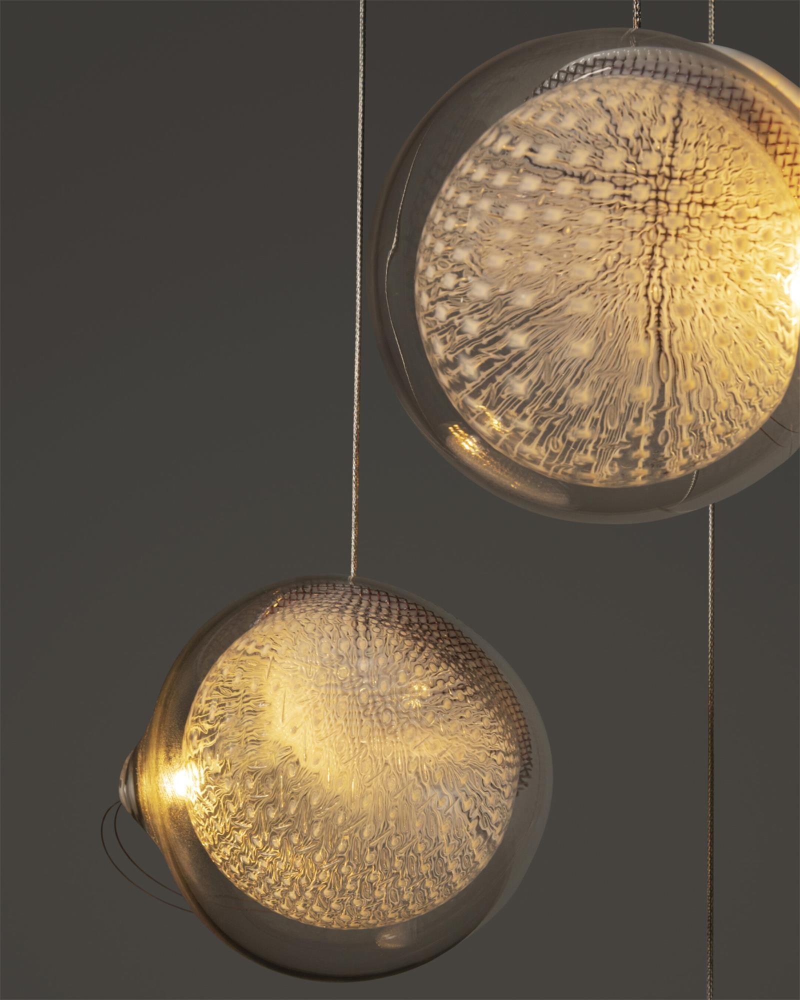 Chandelier Mesh Glass Orbs Cluster Metal Frame Modern Minimalist - Letslighting